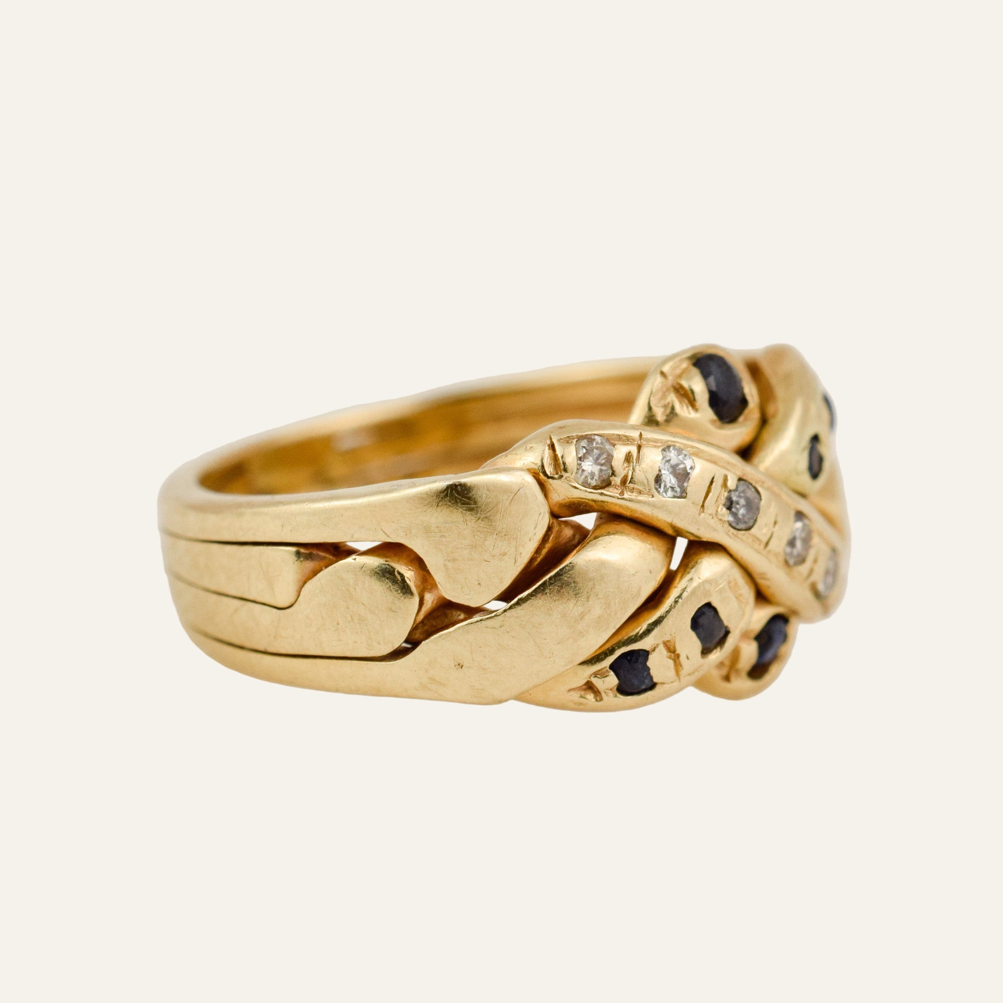 Sapphire and Diamond Puzzle Ring