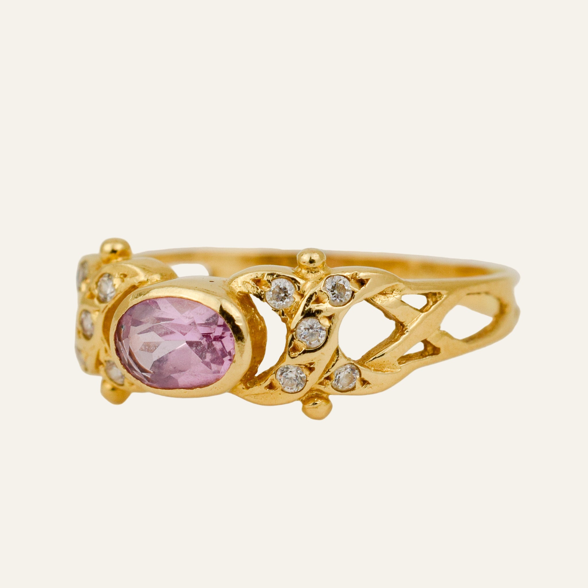 Kunzite and Diamond Ring