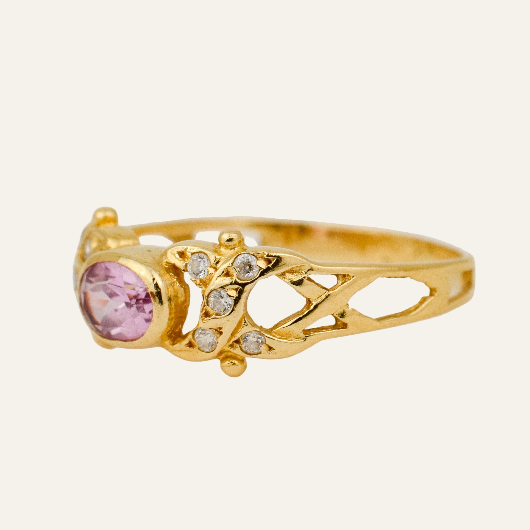 Kunzite and Diamond Ring
