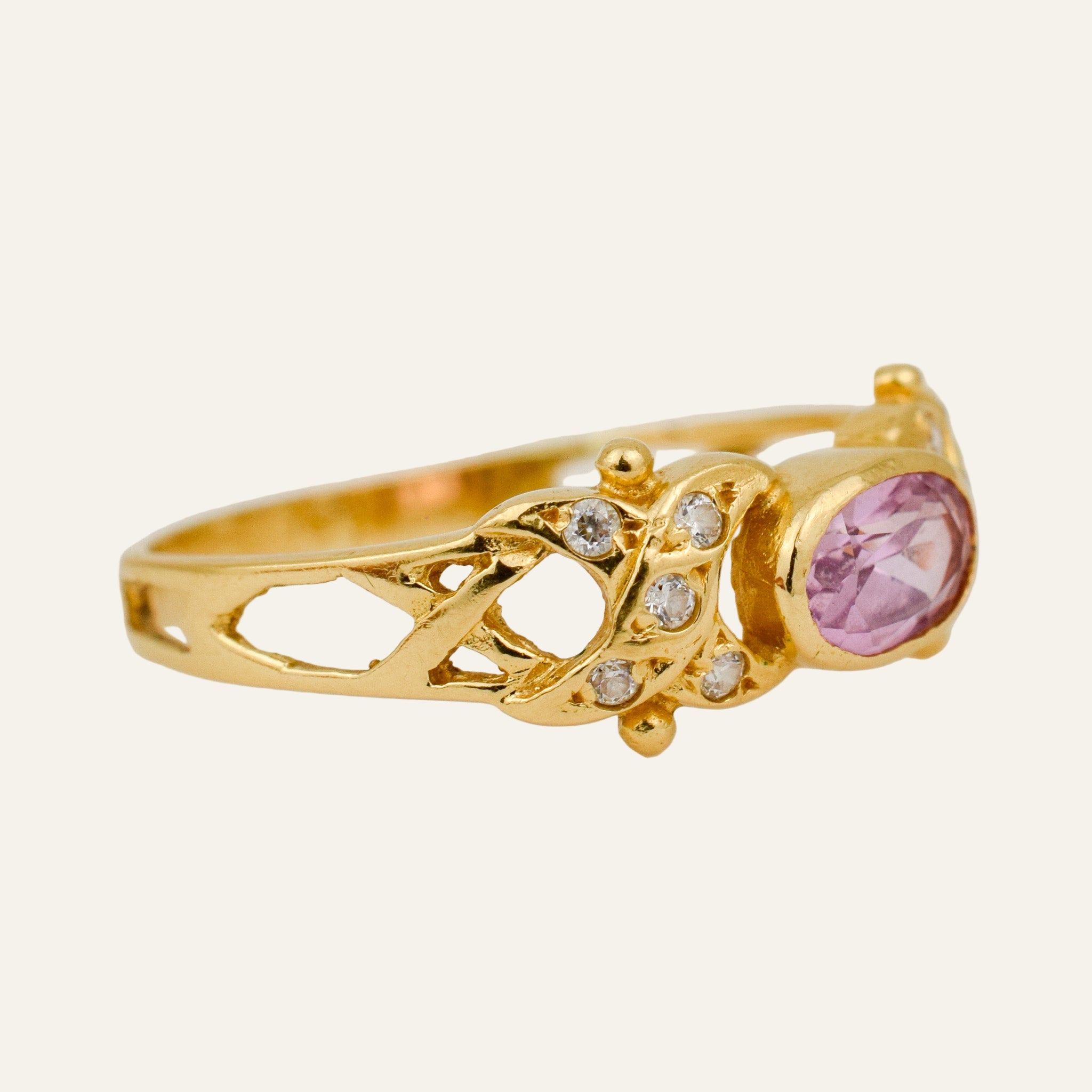 Kunzite and Diamond Ring