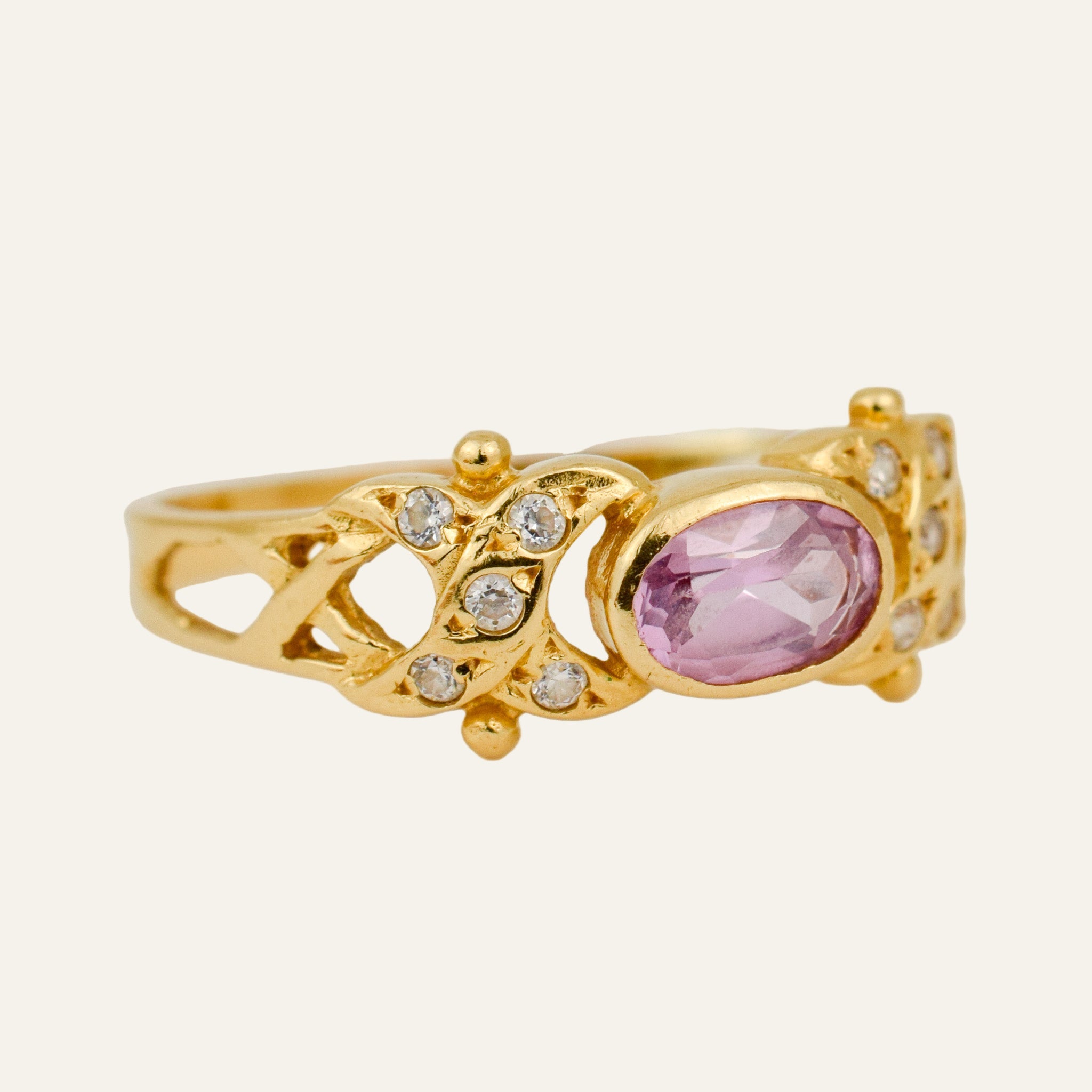 Kunzite and Diamond Ring