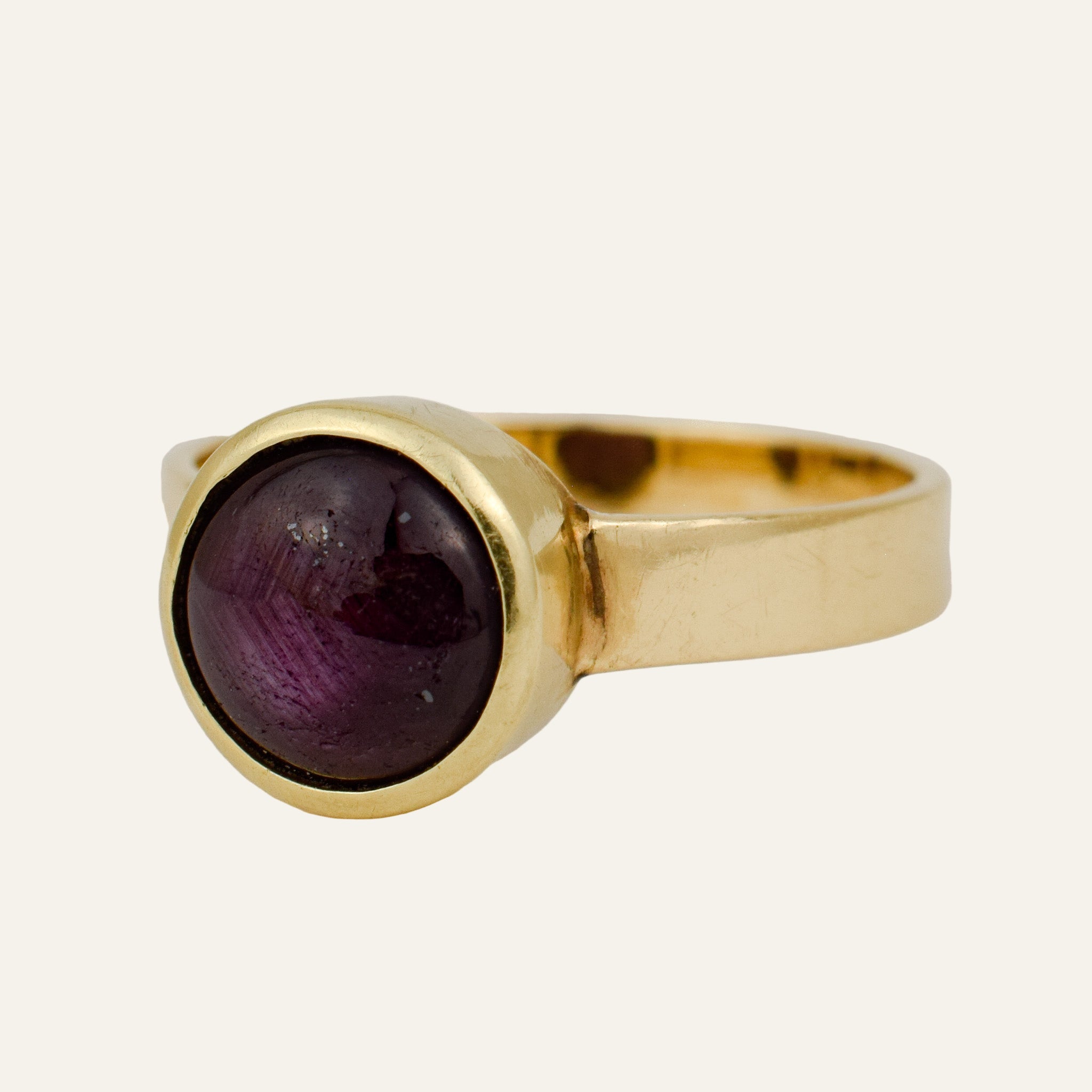 Bezel Set Natural Star Ruby Ring