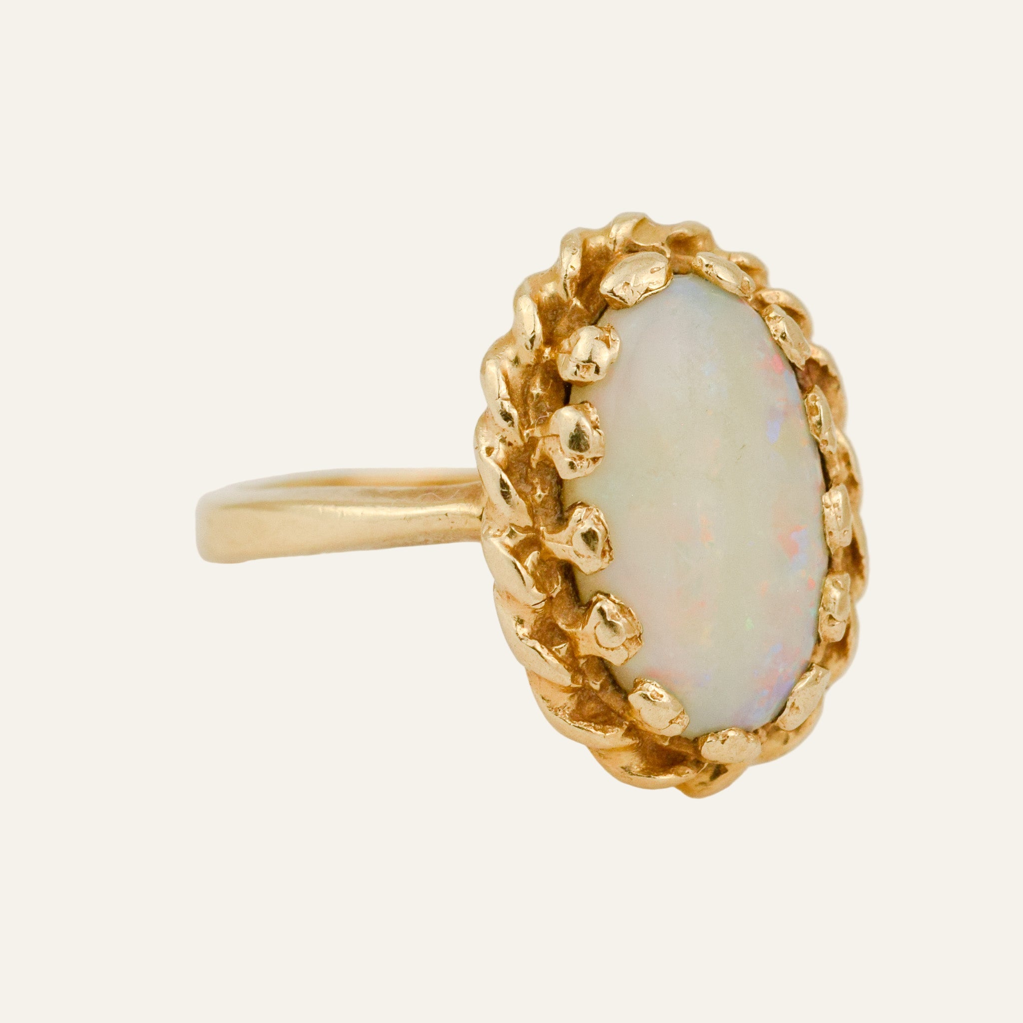 Opal Ring with Rope Frame