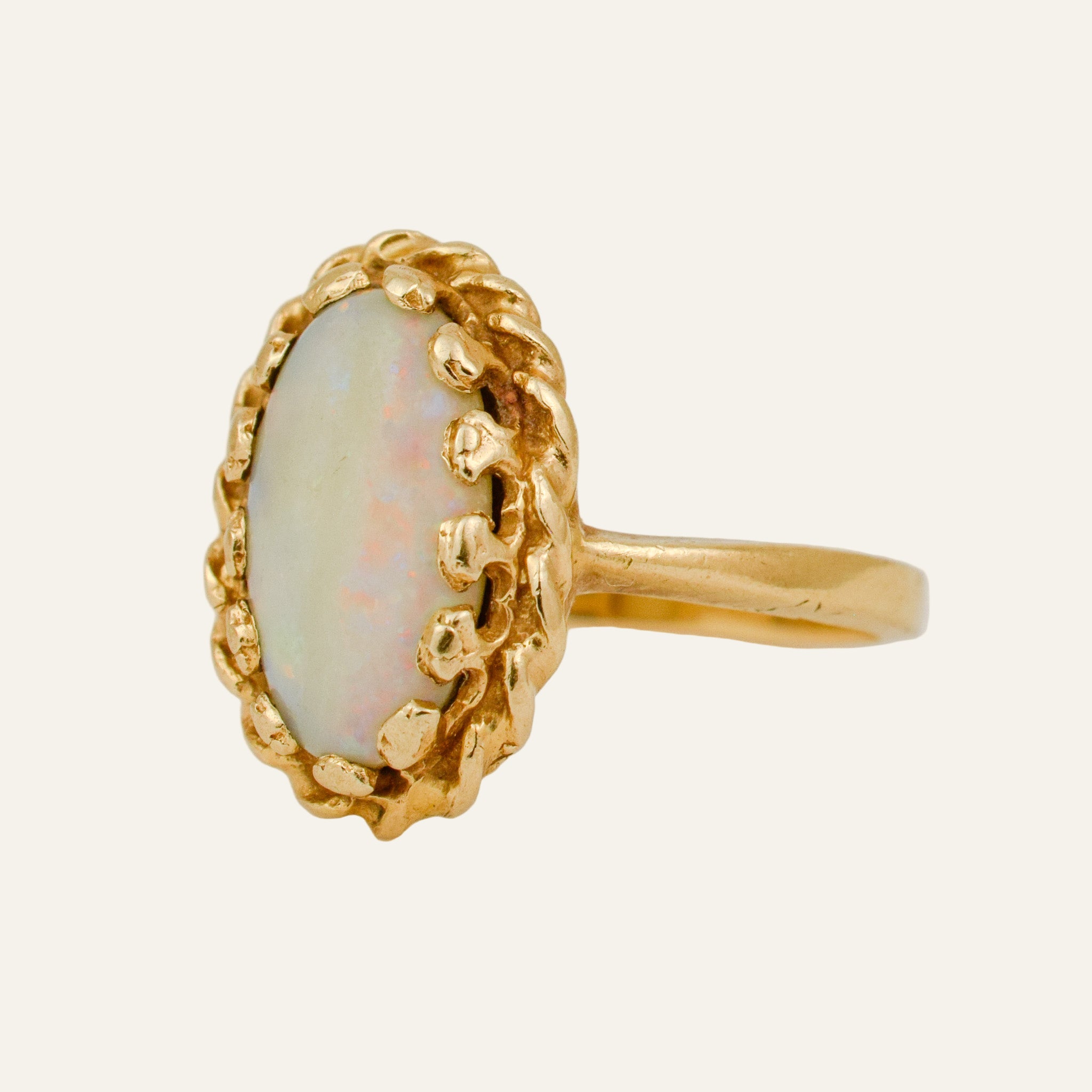 Opal Ring with Rope Frame