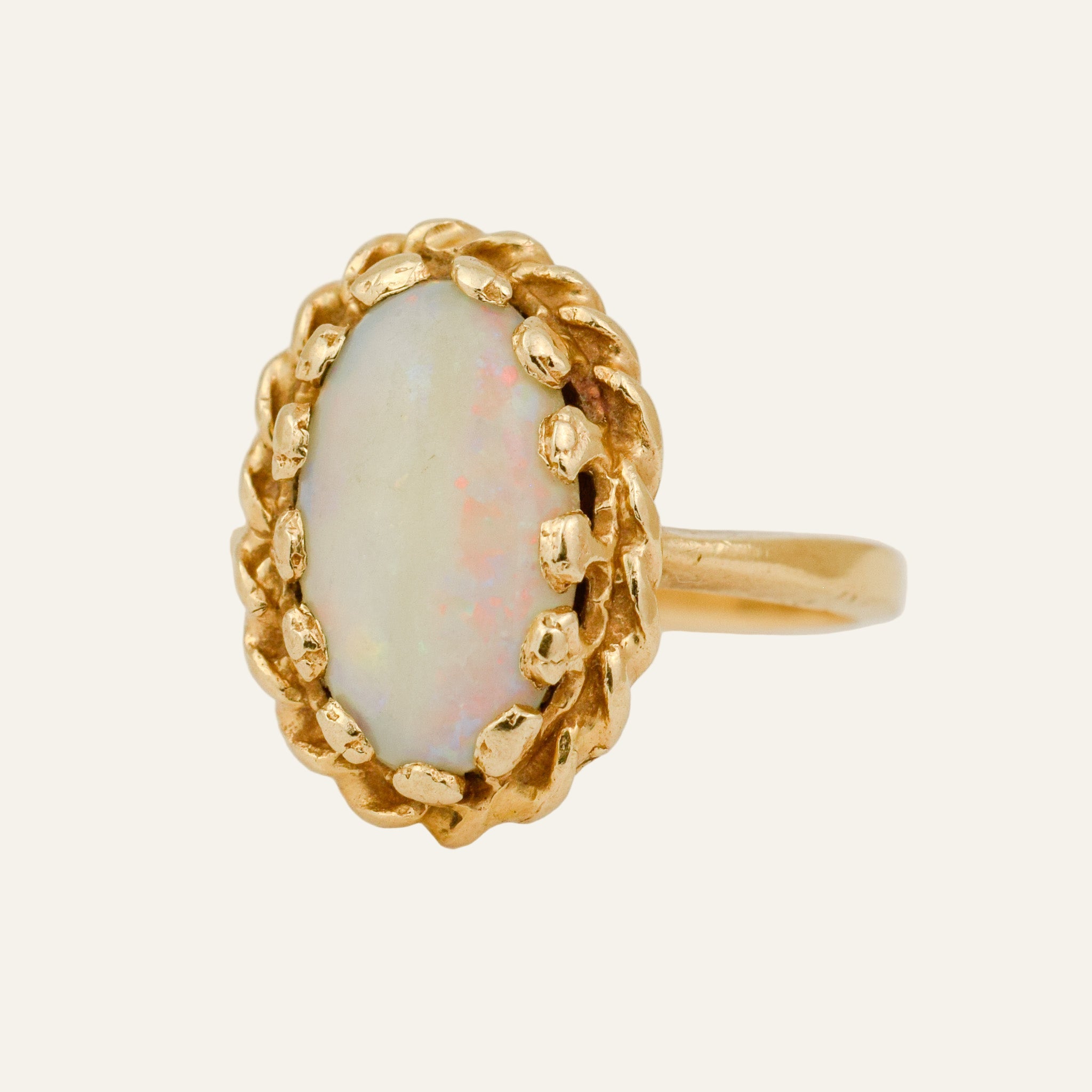 Opal Ring with Rope Frame