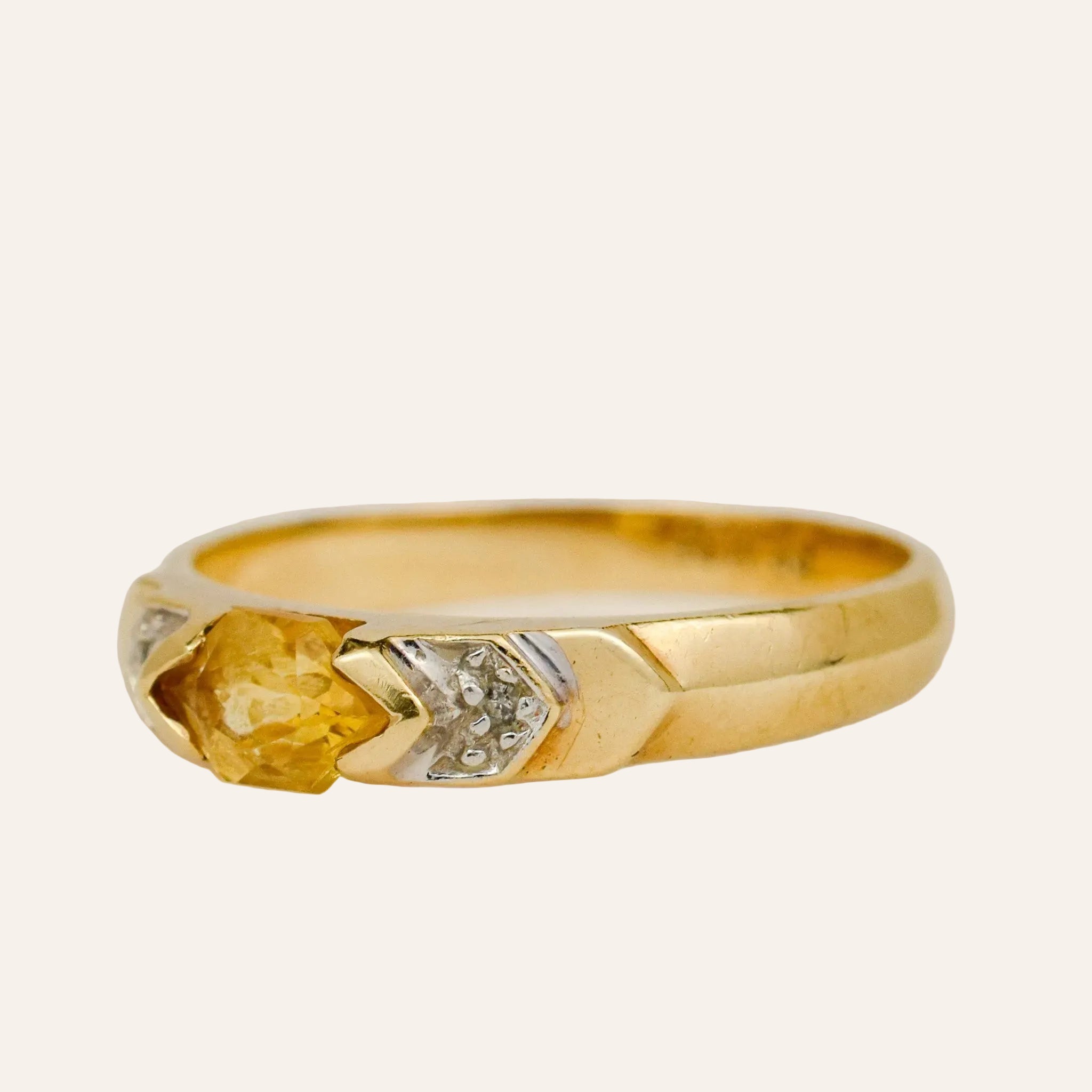 Vintage Topaz and Diamond Chevron Band