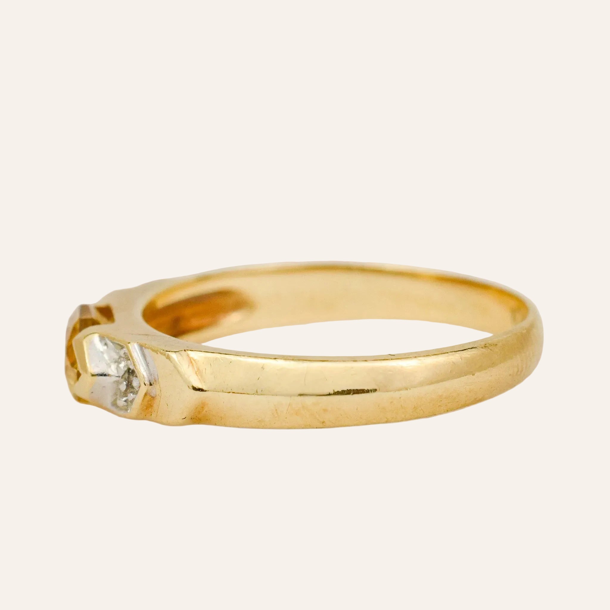 Vintage Topaz and Diamond Chevron Band