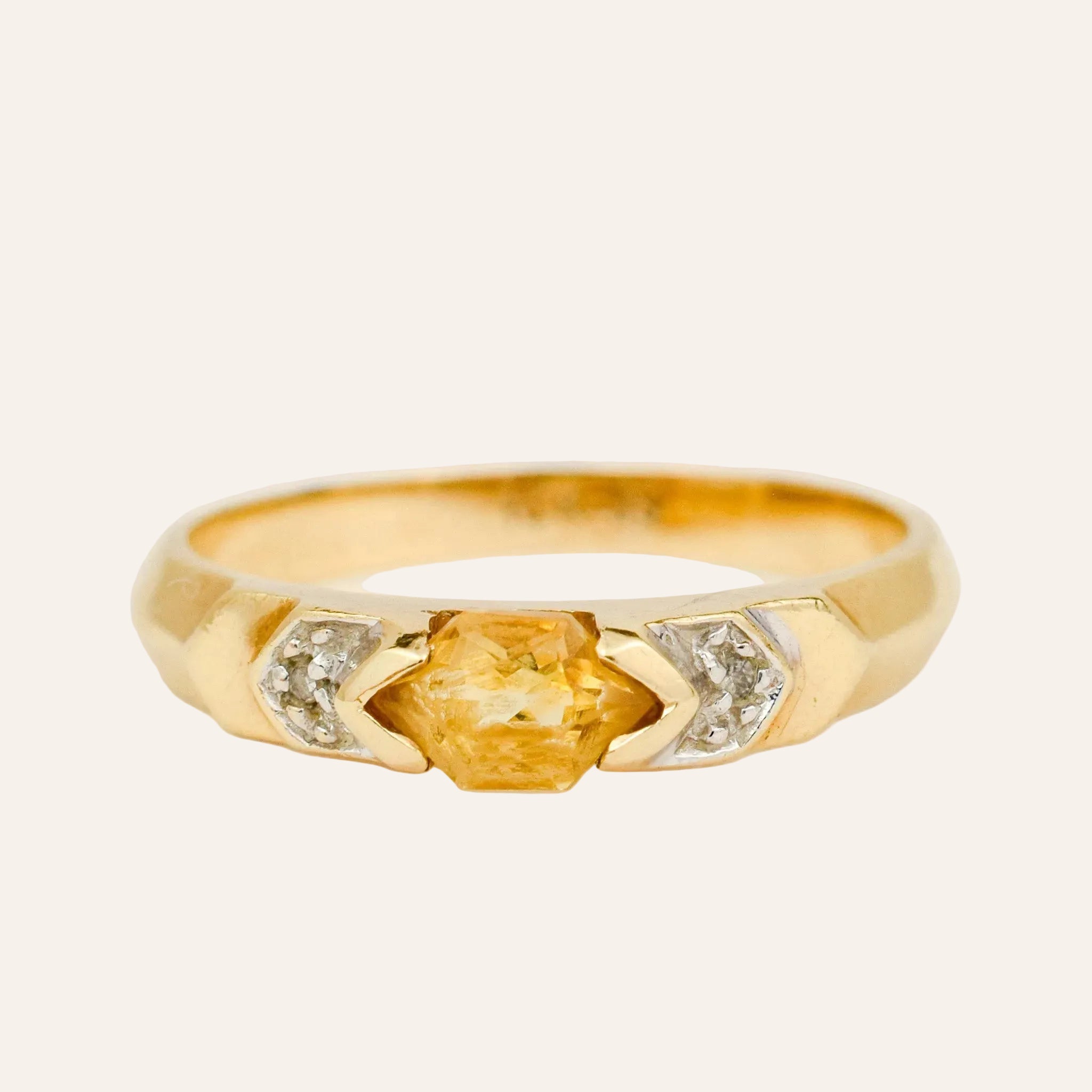 Vintage Topaz and Diamond Chevron Band