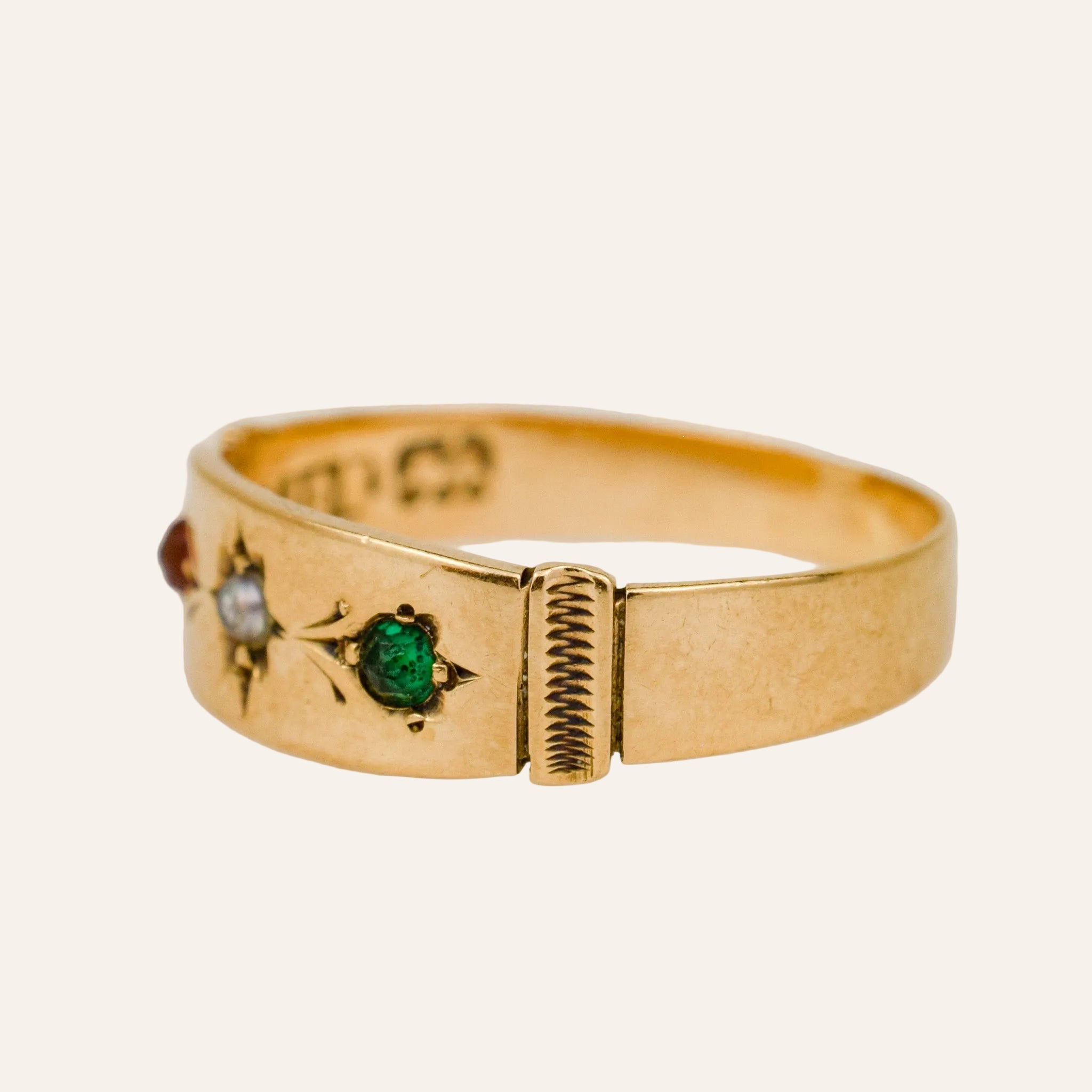 Antique Pearl, Pink & Green Tourmaline Ring