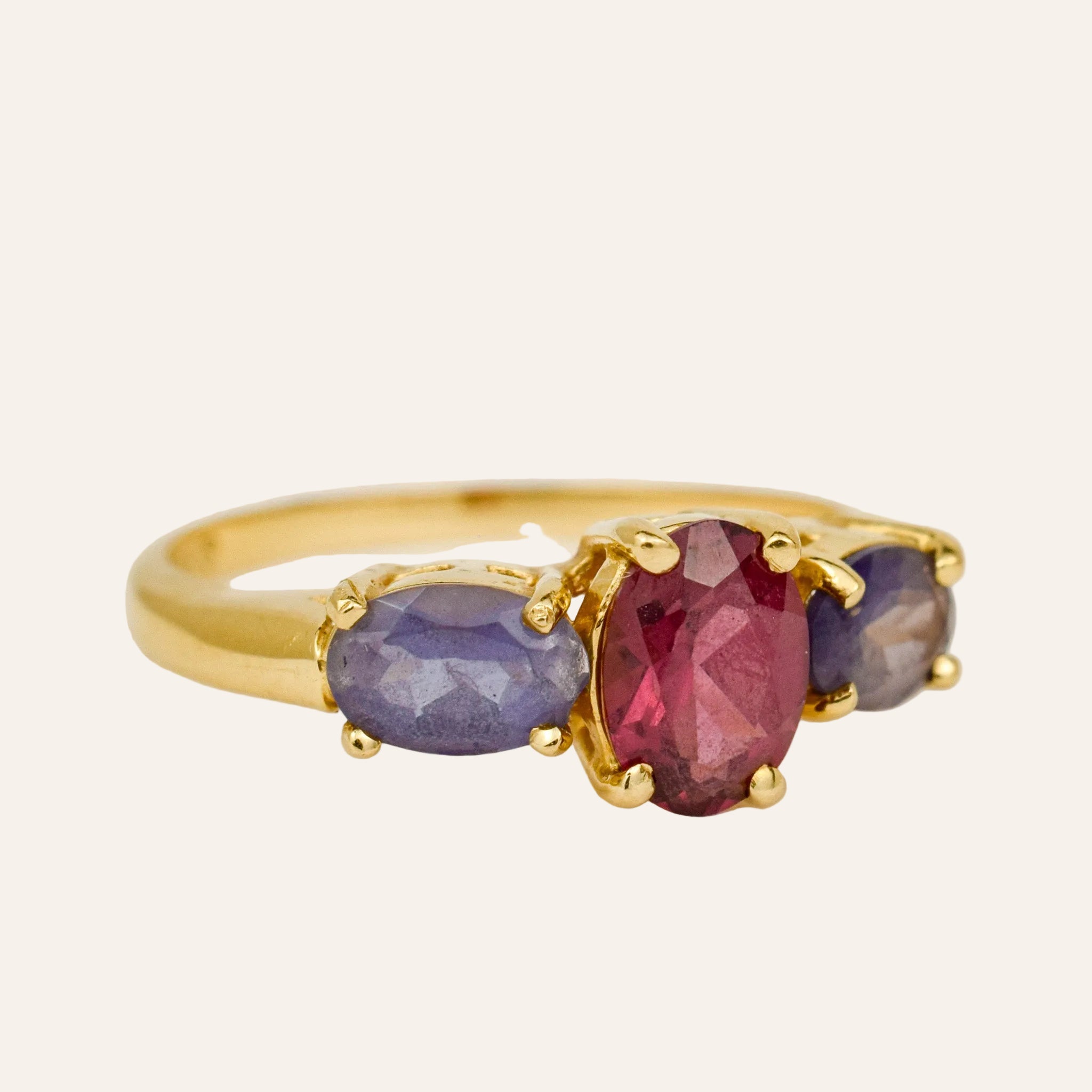 Amethyst & Rhodolite Garnet Trilogy Ring