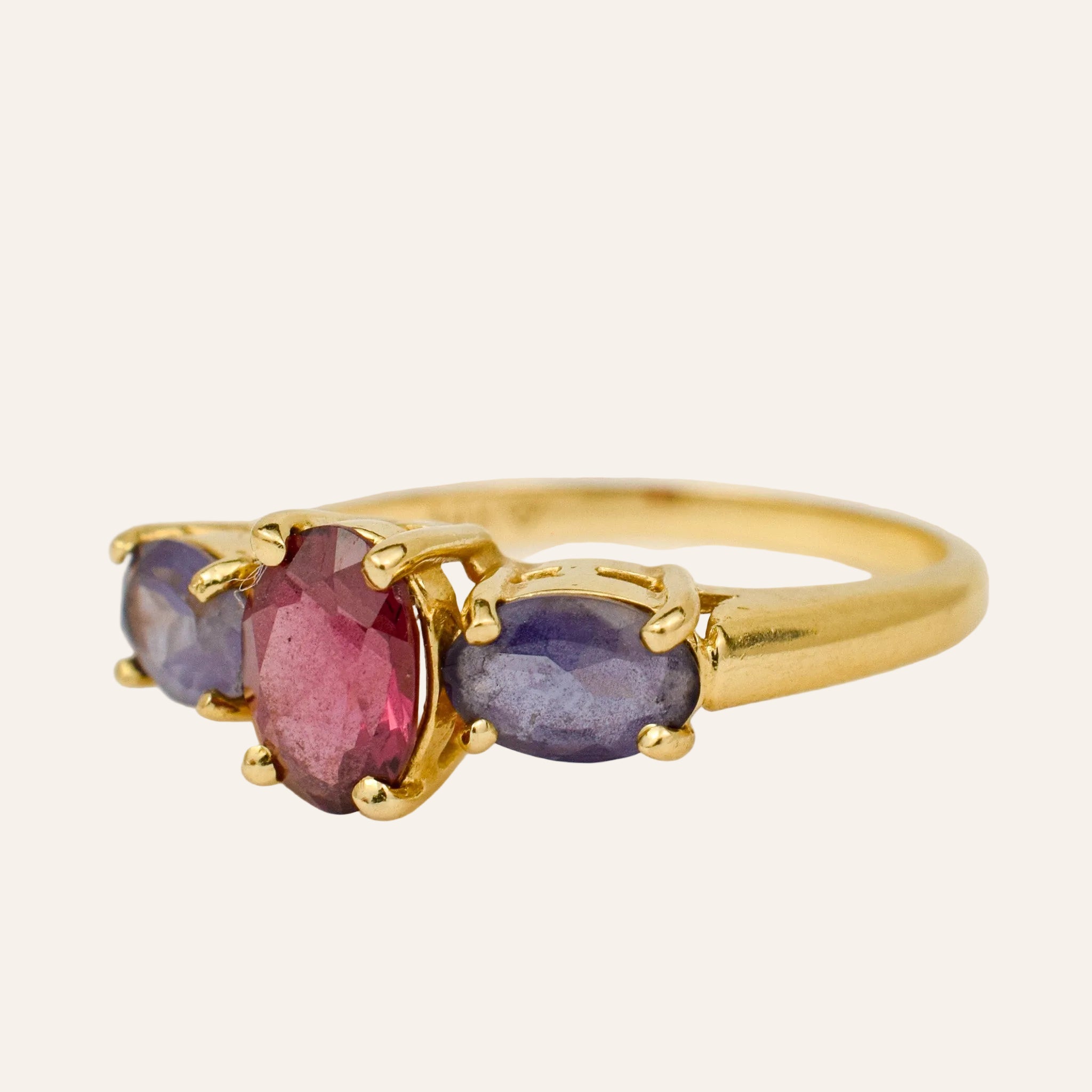 Amethyst & Rhodolite Garnet Trilogy Ring