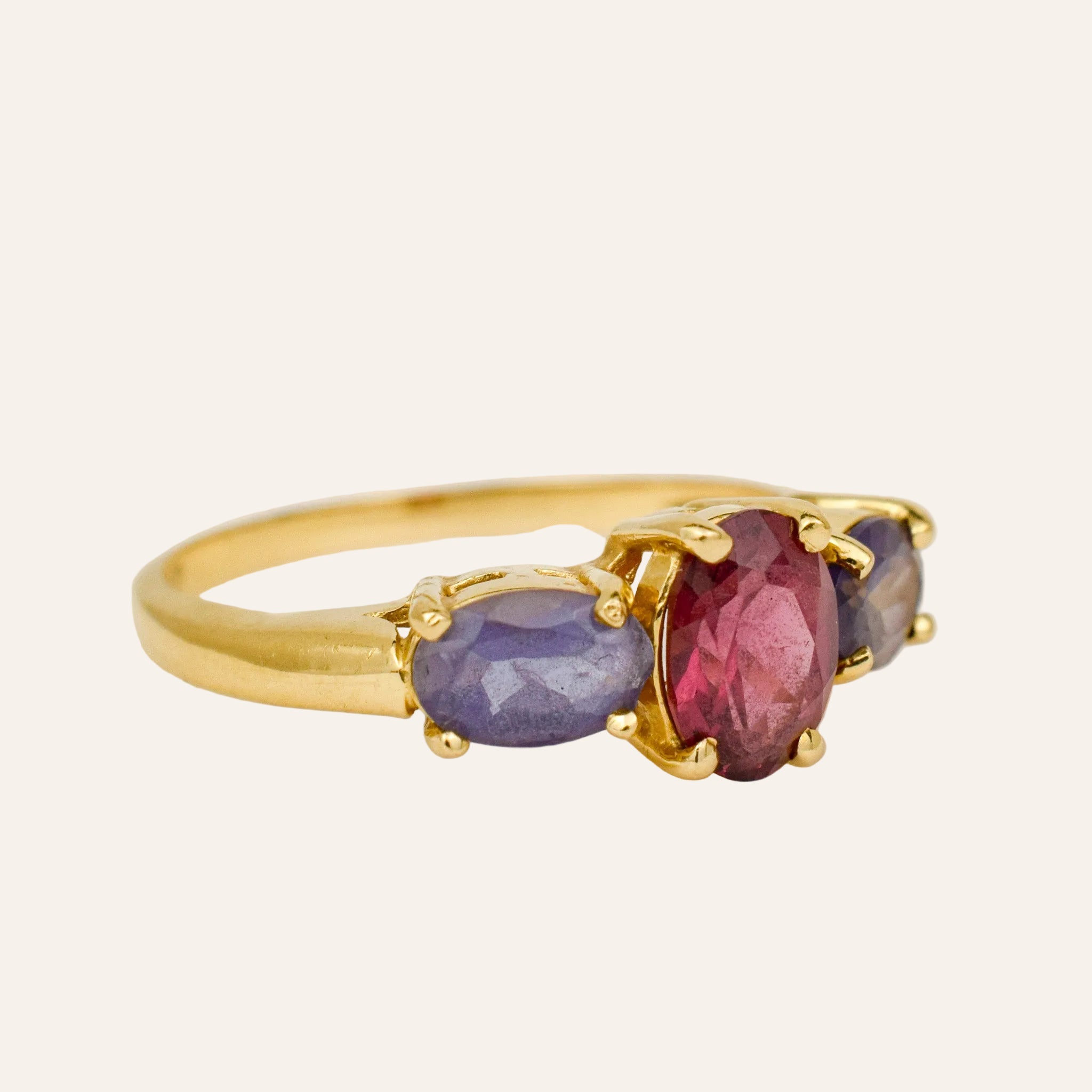 Amethyst & Rhodolite Garnet Trilogy Ring
