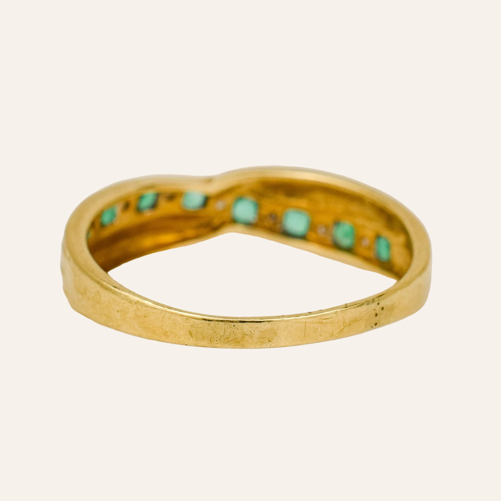 Emerald and Diamond Bypass Ring