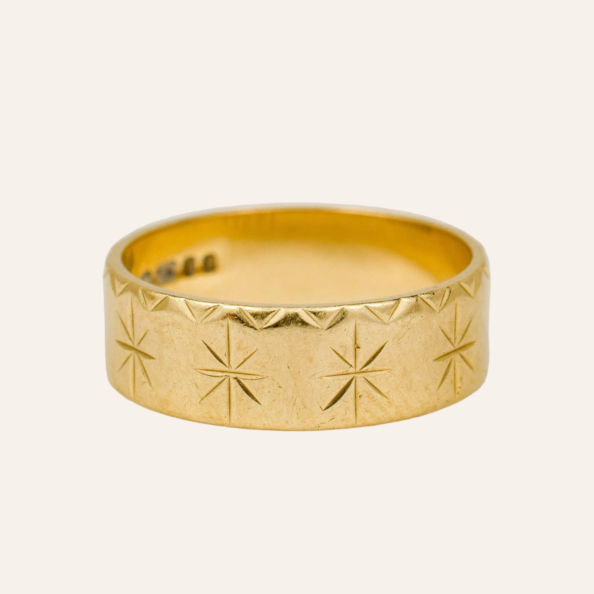 6.6mm Star Etched Gold Band