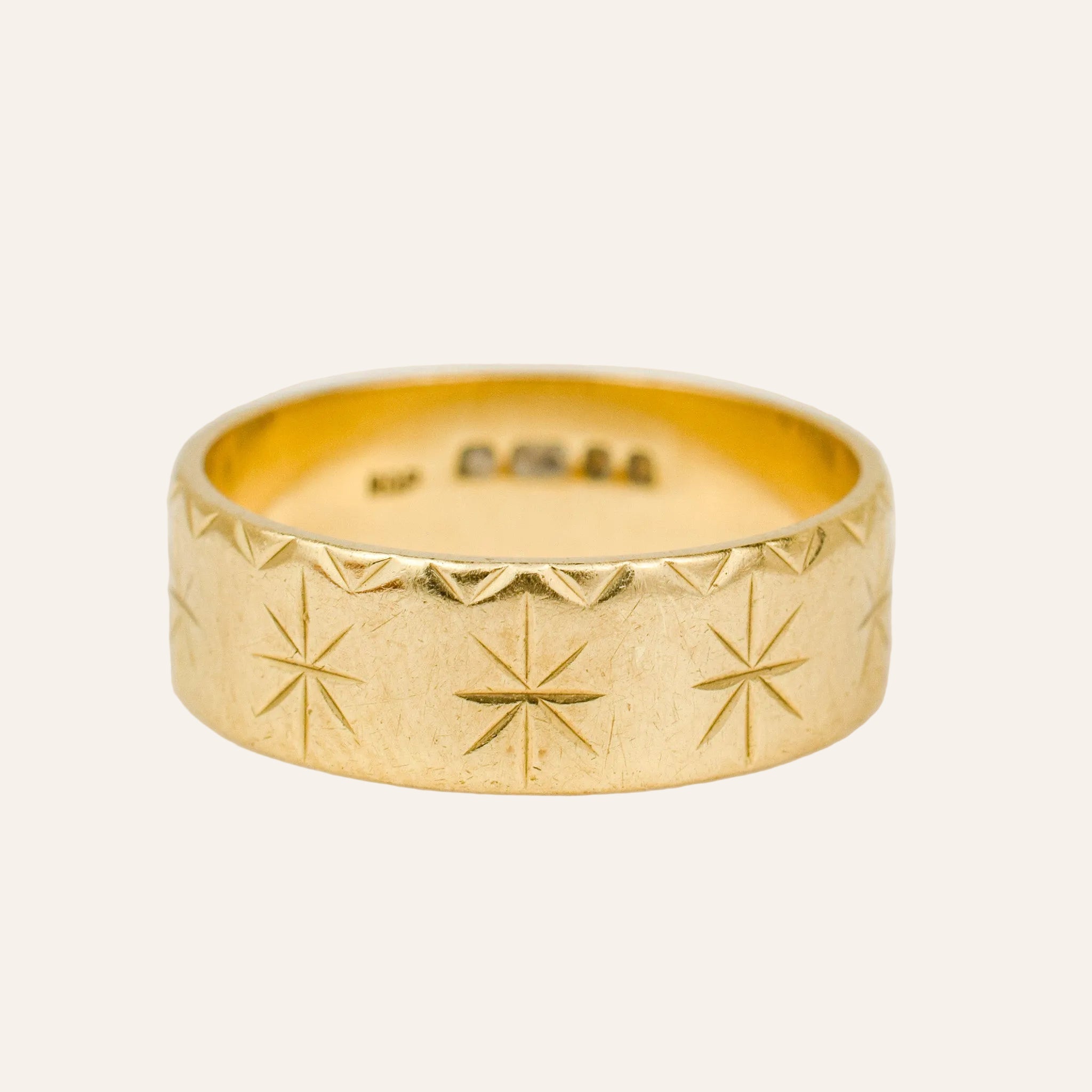 6.6mm Star Etched Gold Band