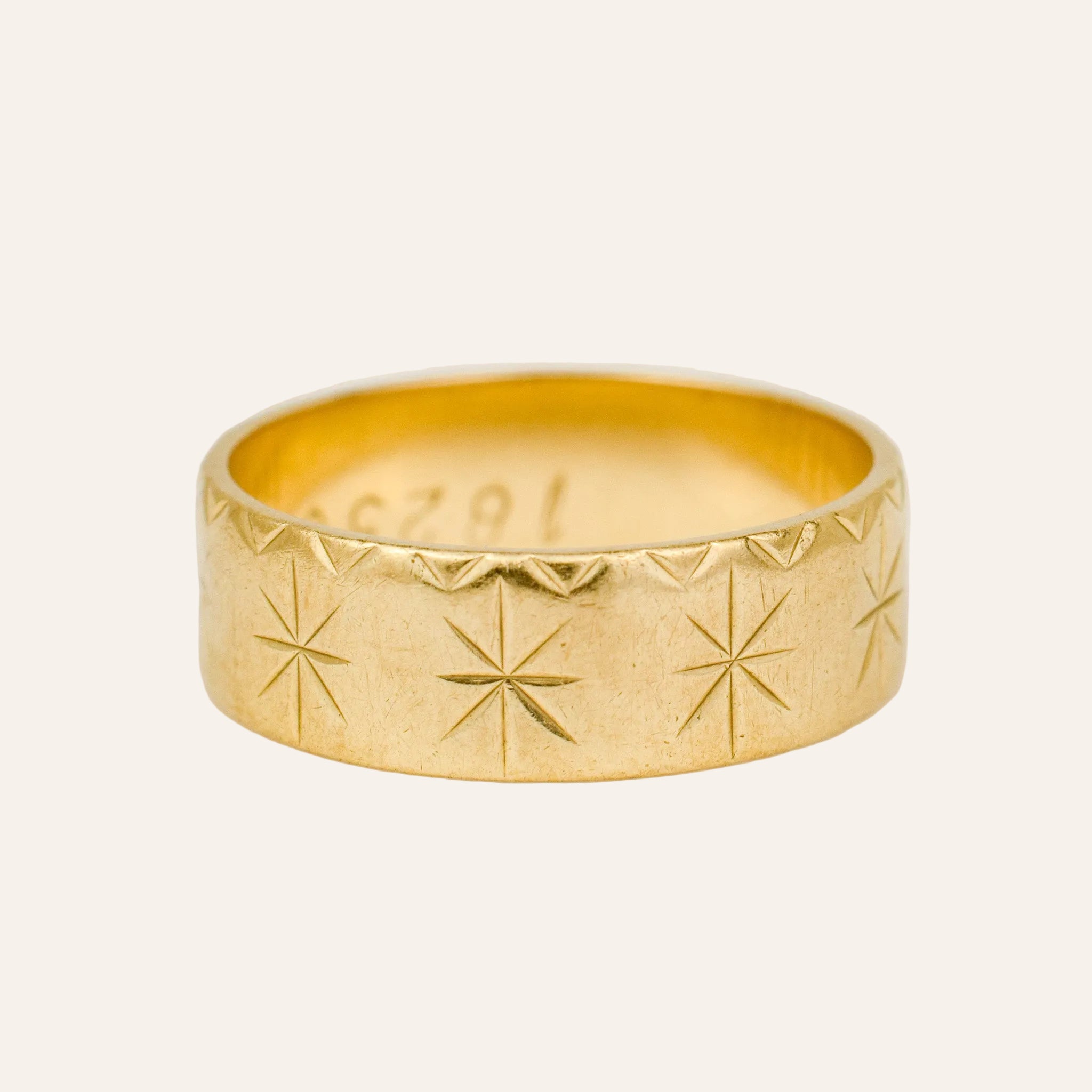 6.6mm Star Etched Gold Band