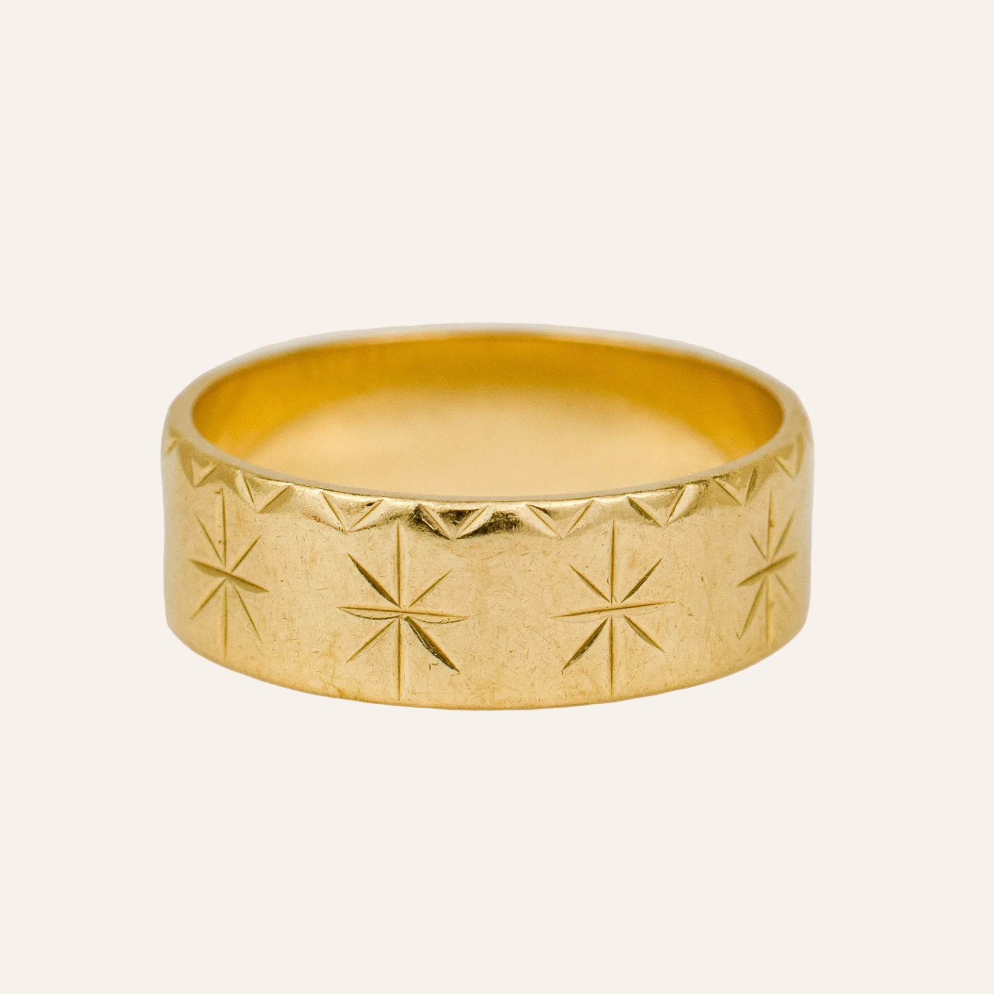 6.6mm Star Etched Gold Band
