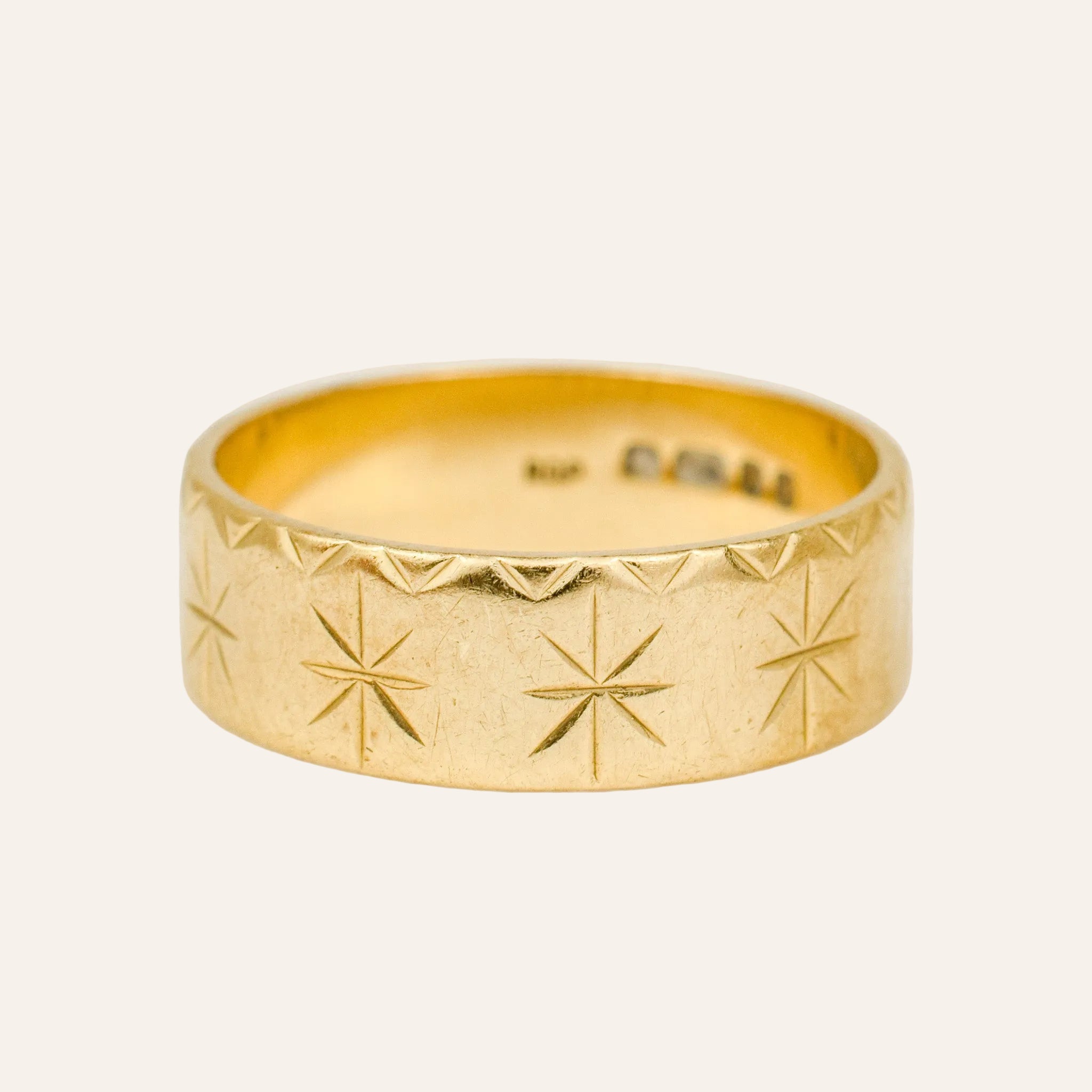 6.6mm Star Etched Gold Band