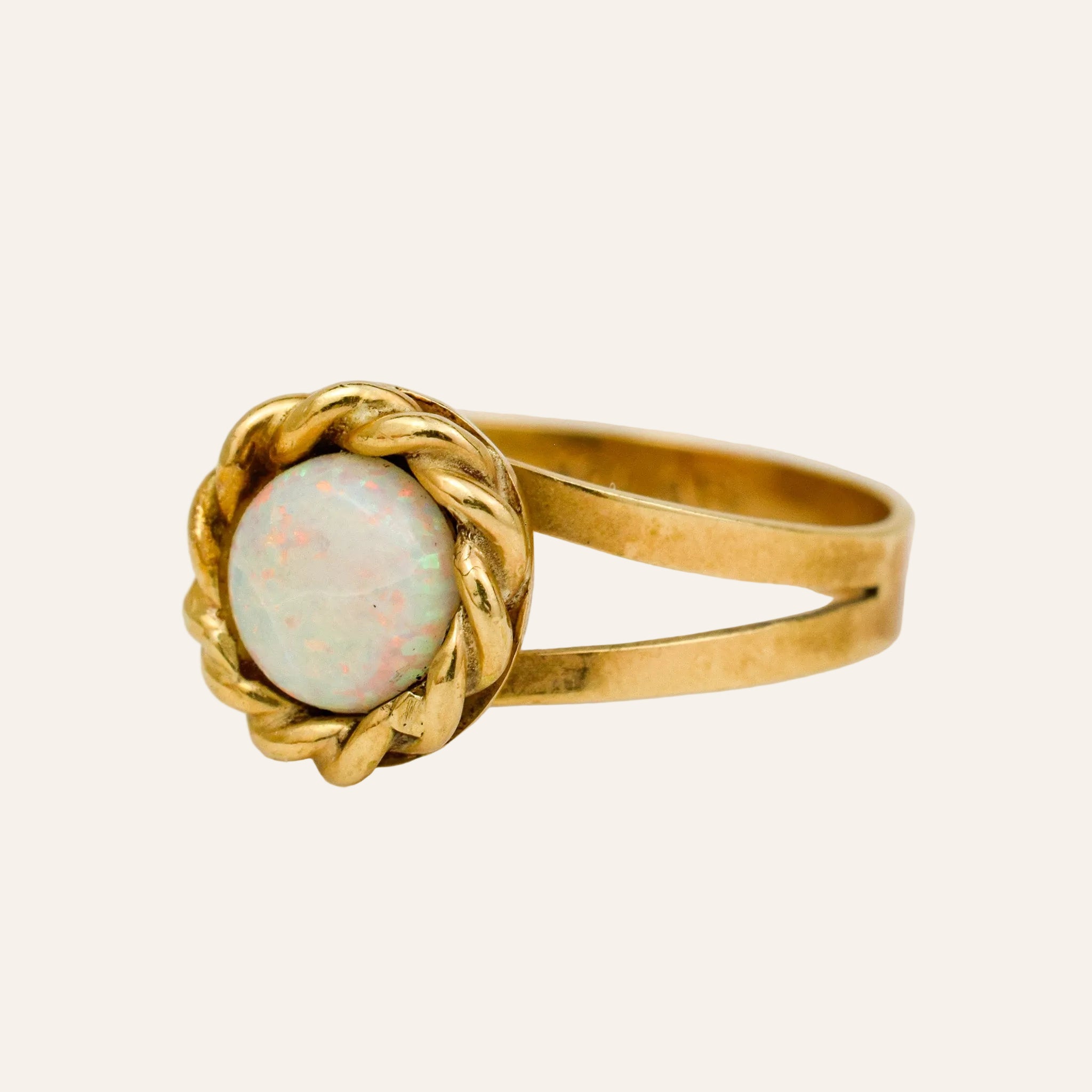 Opal Cabochon with Rope-Twist Halo