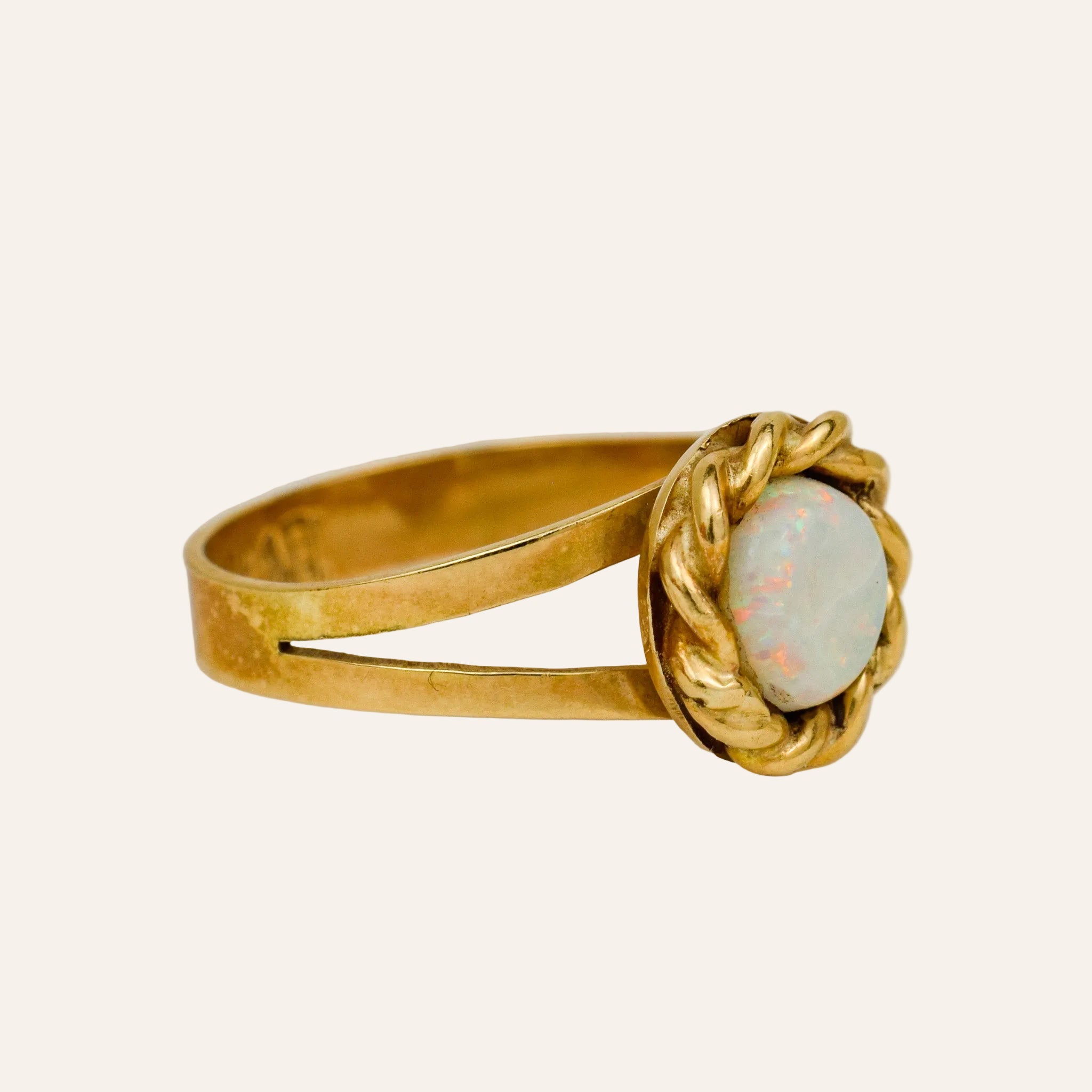 Opal Cabochon with Rope-Twist Halo