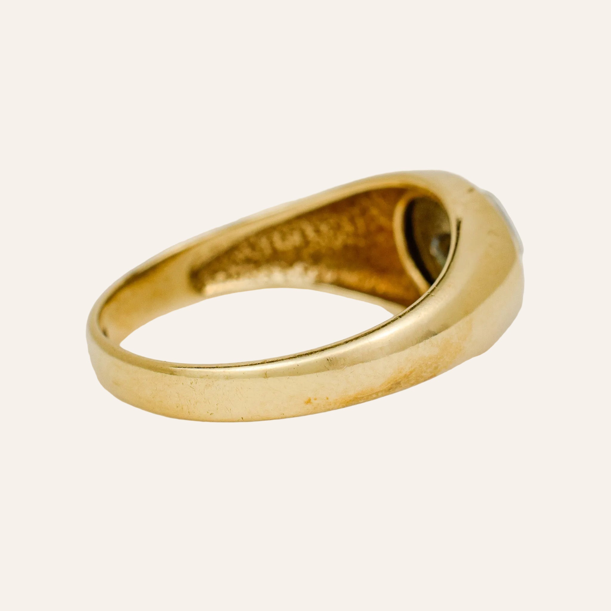 Hematite and Diamond Signet Ring