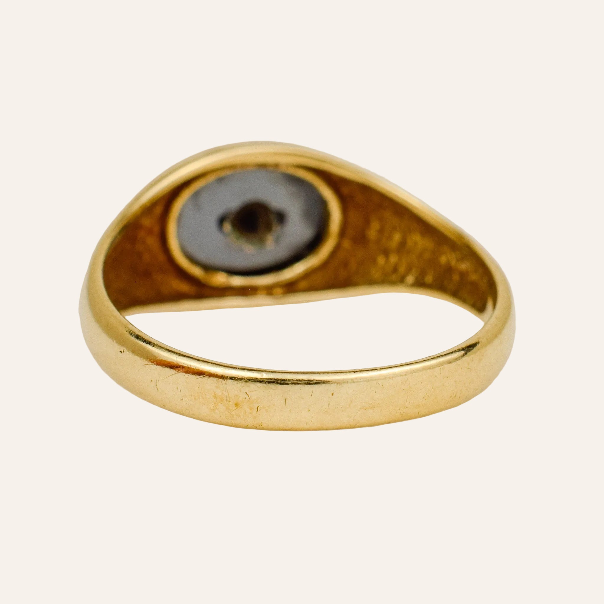 Hematite and Diamond Signet Ring