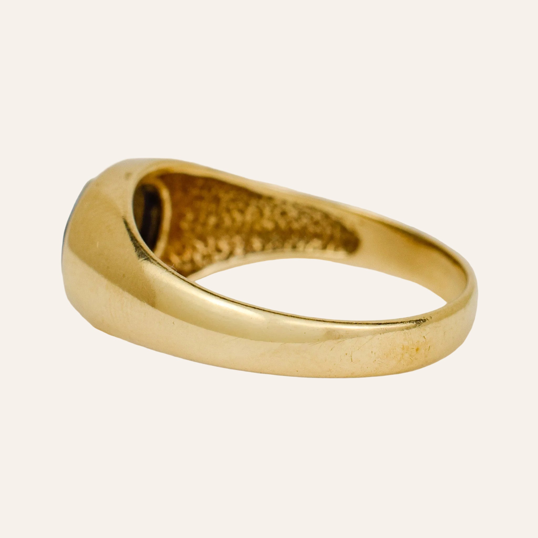 Hematite and Diamond Signet Ring