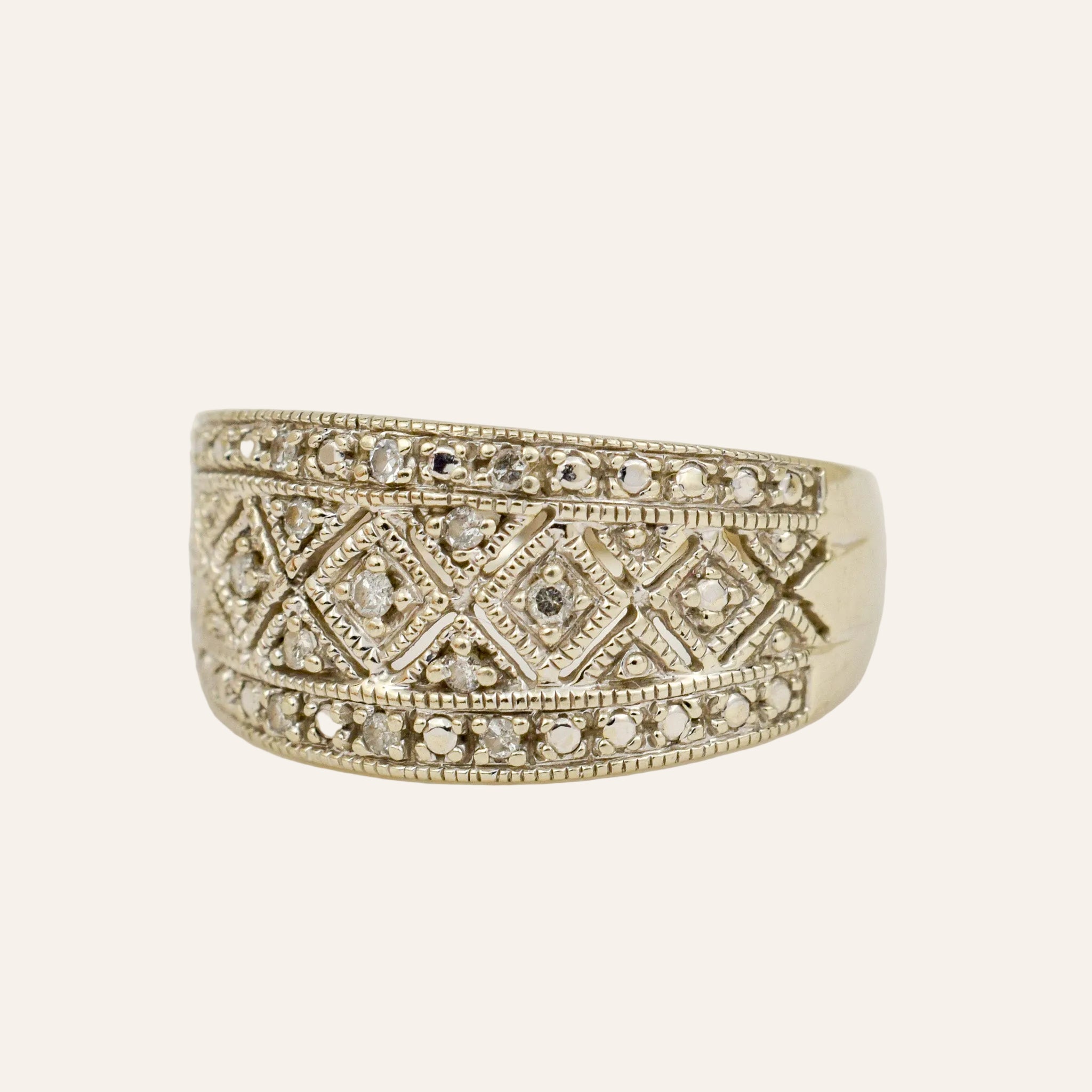 Art Deco Geometric Diamond Band