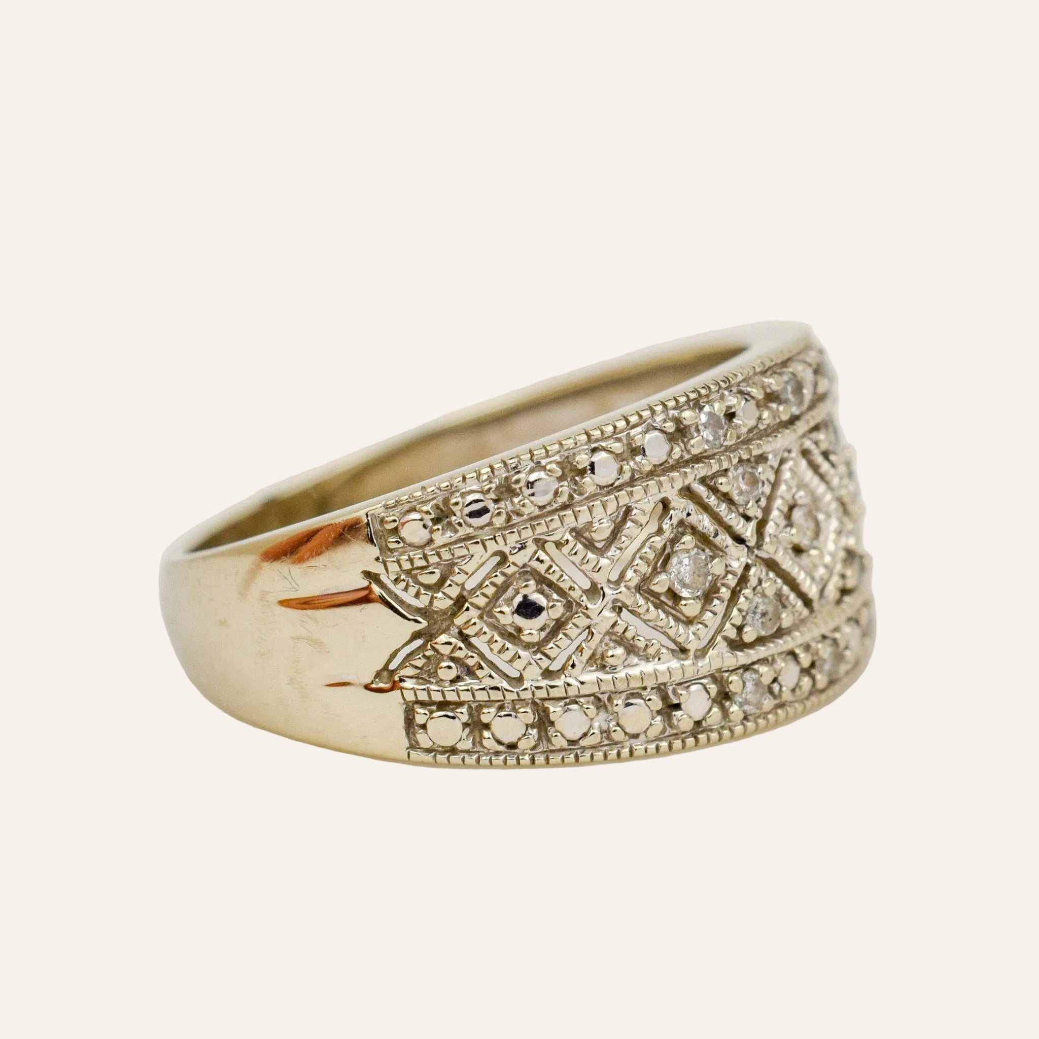 Art Deco Geometric Diamond Band