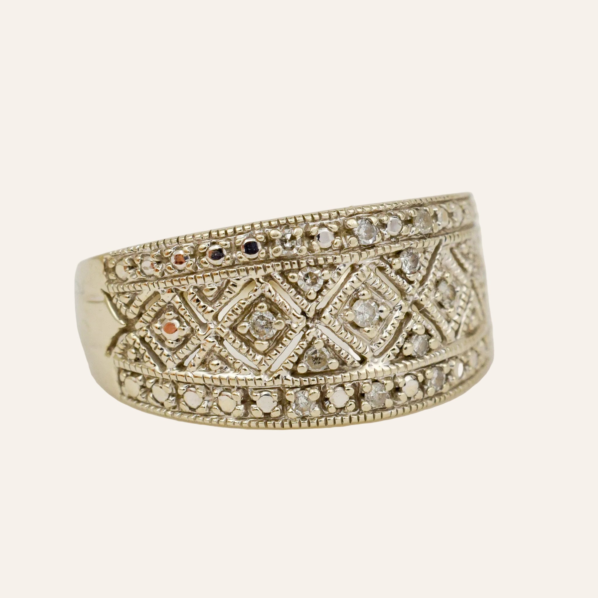 Art Deco Geometric Diamond Band