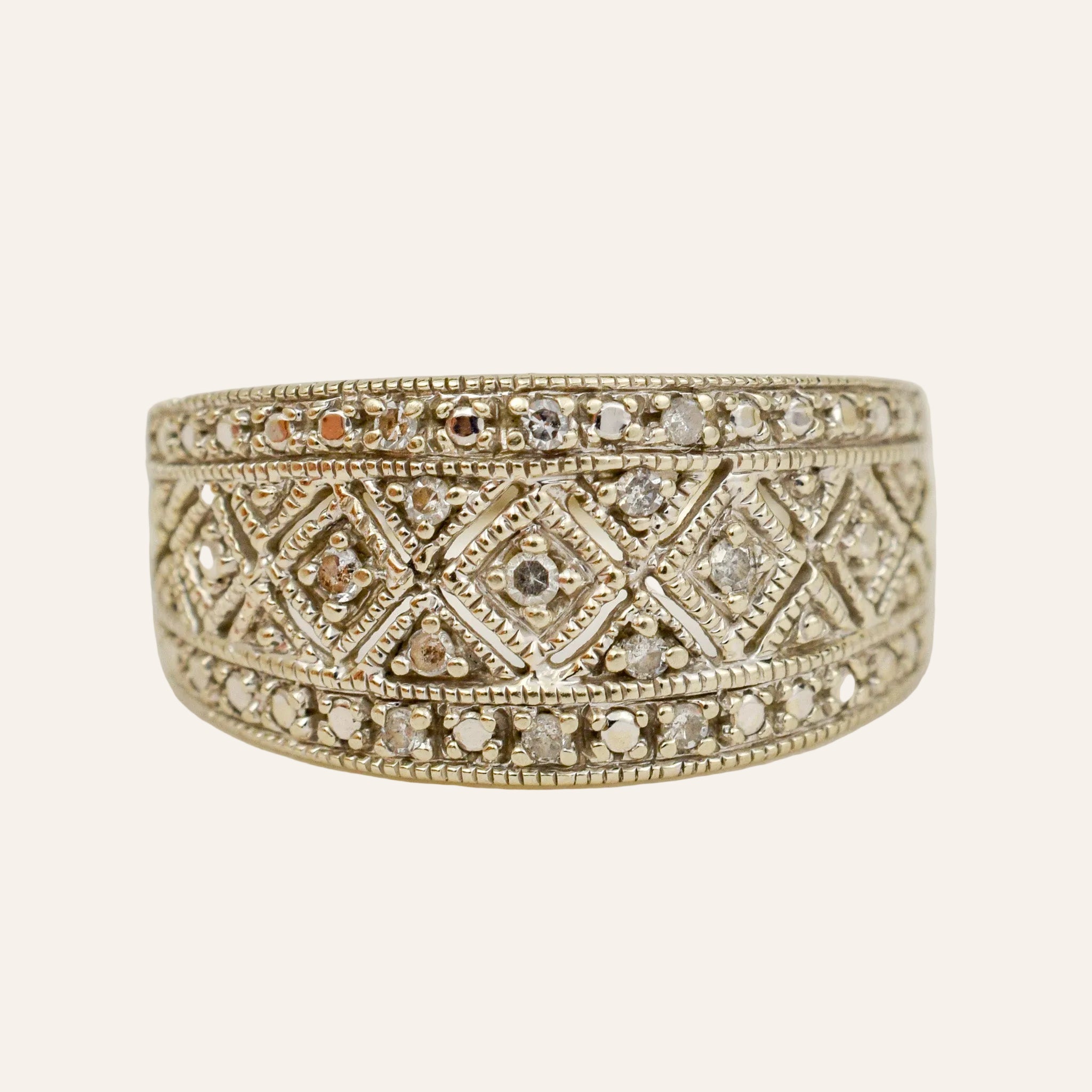 Art Deco Geometric Diamond Band