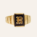 'R' Onyx Signet Ring