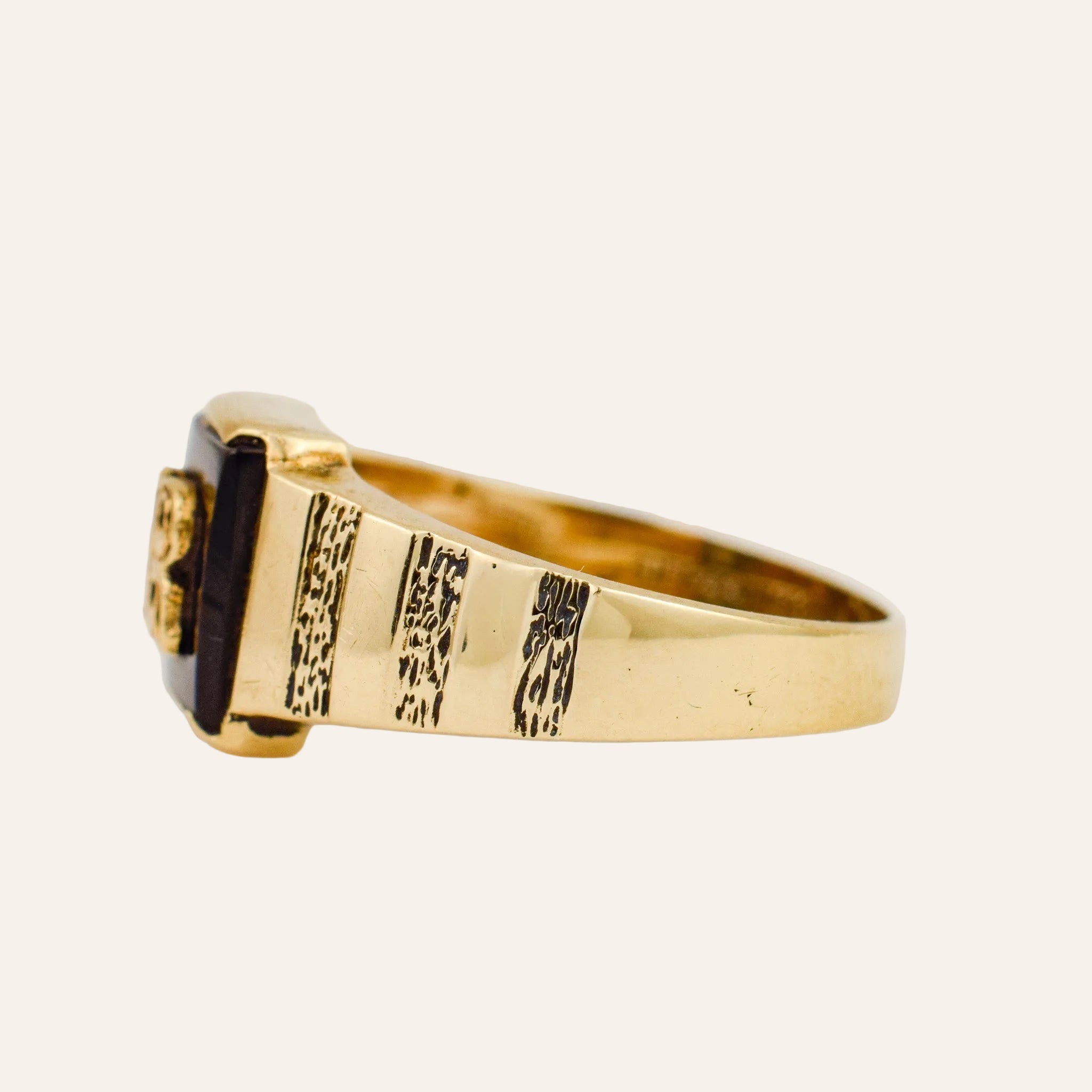 'R' Onyx Signet Ring