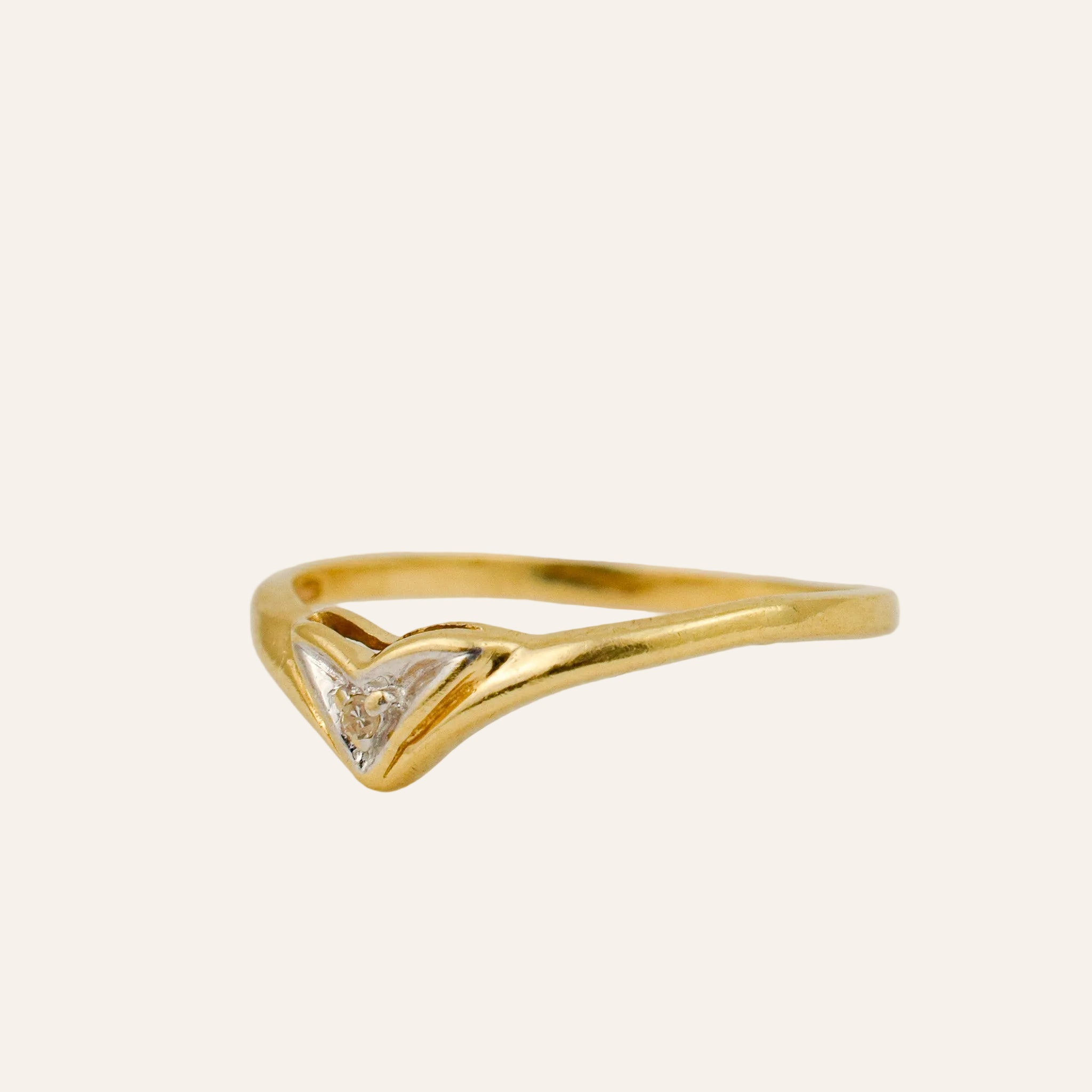 Dainty Heart Ring with Diamond Accent