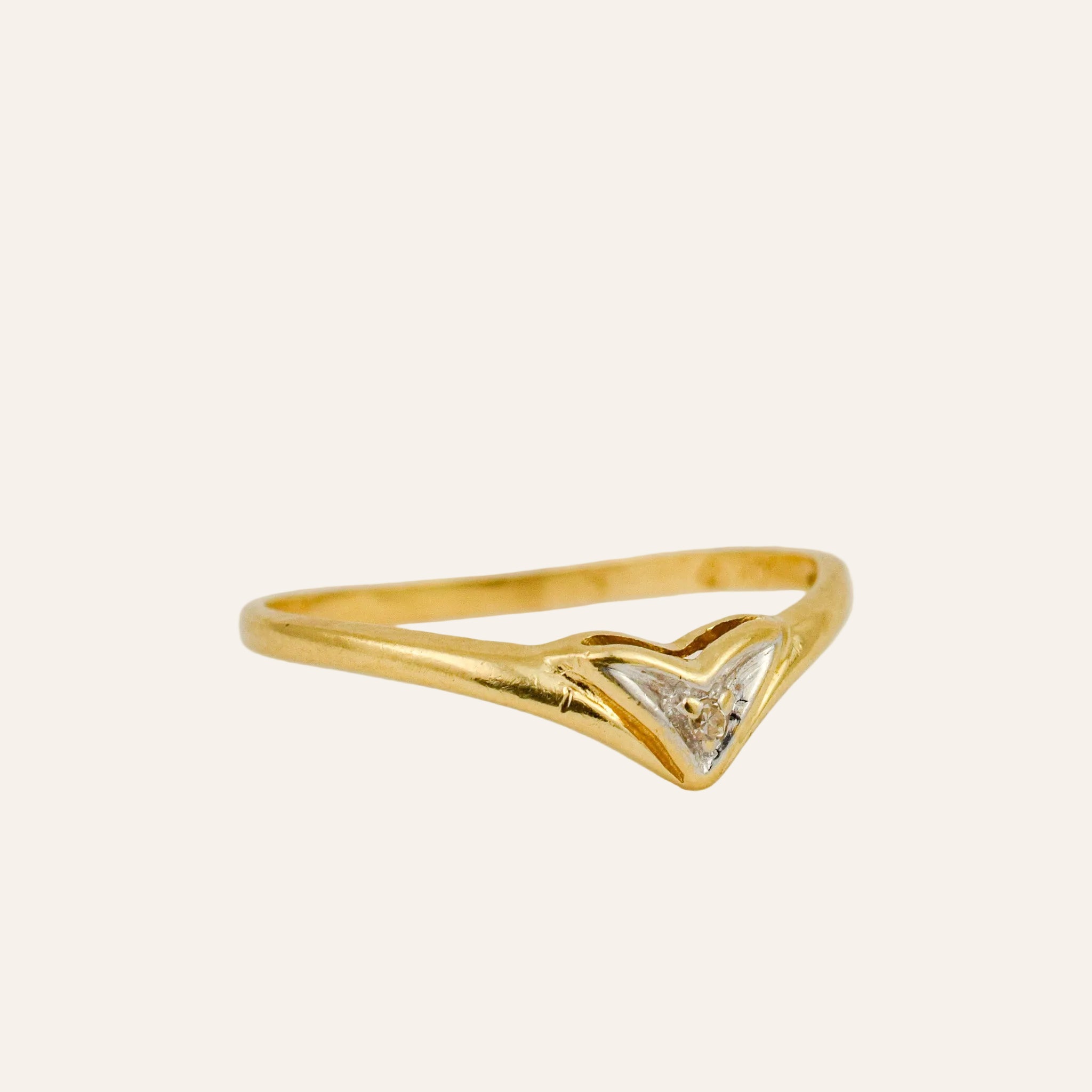 Dainty Heart Ring with Diamond Accent