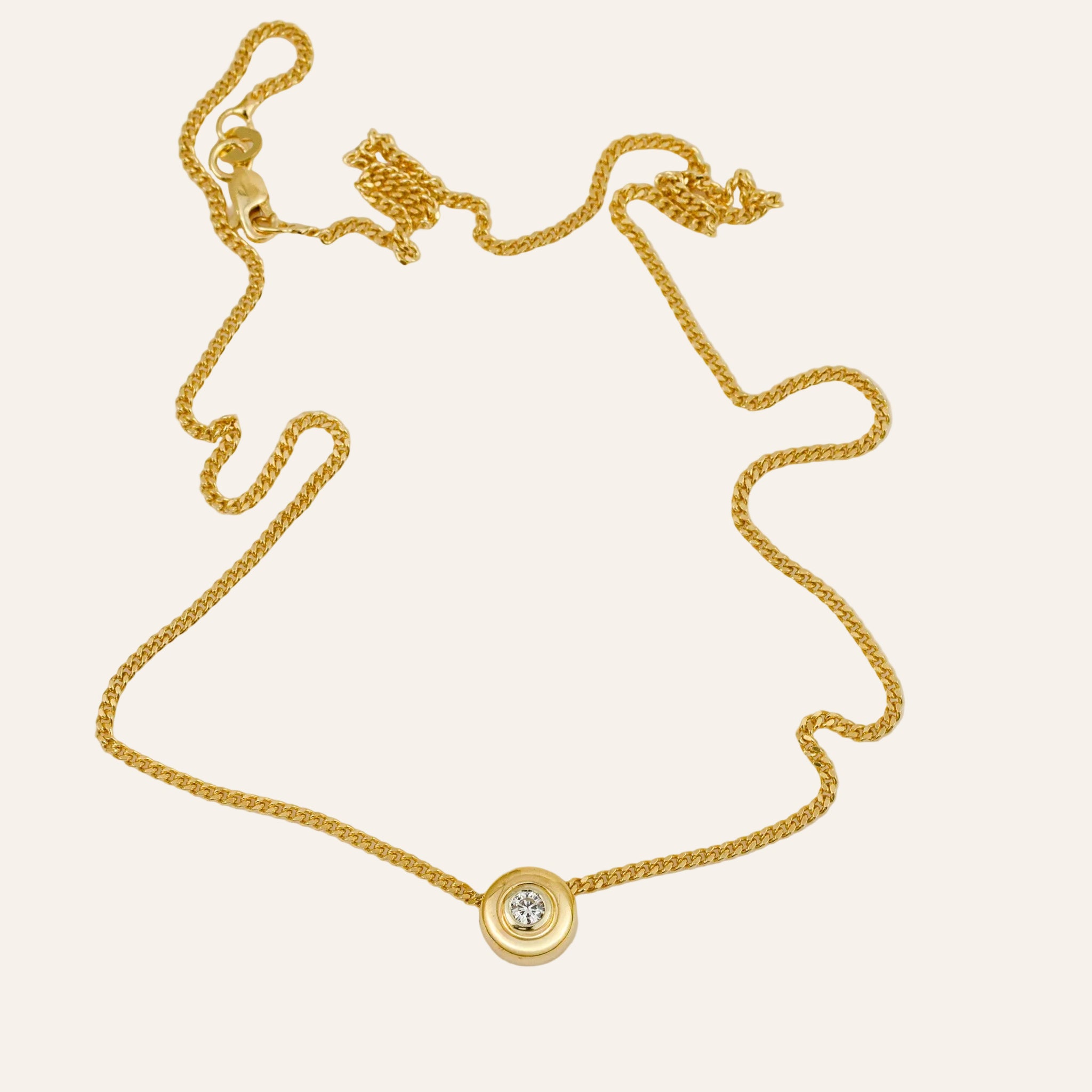 18" Solitaire Diamond Curb Link Necklace