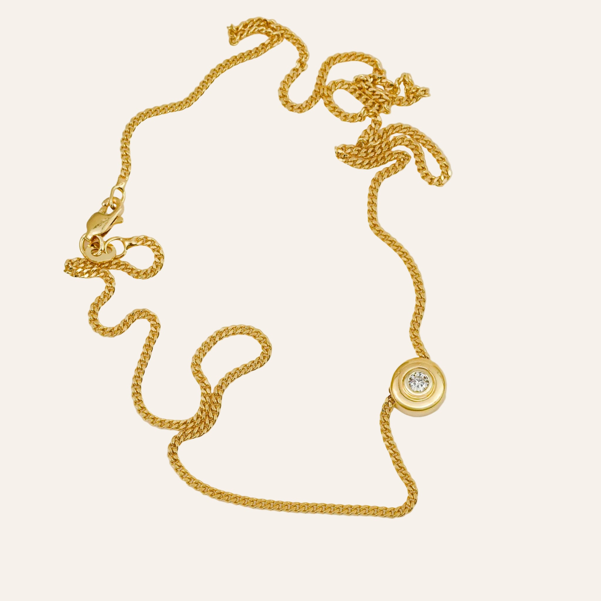 18" Solitaire Diamond Curb Link Necklace