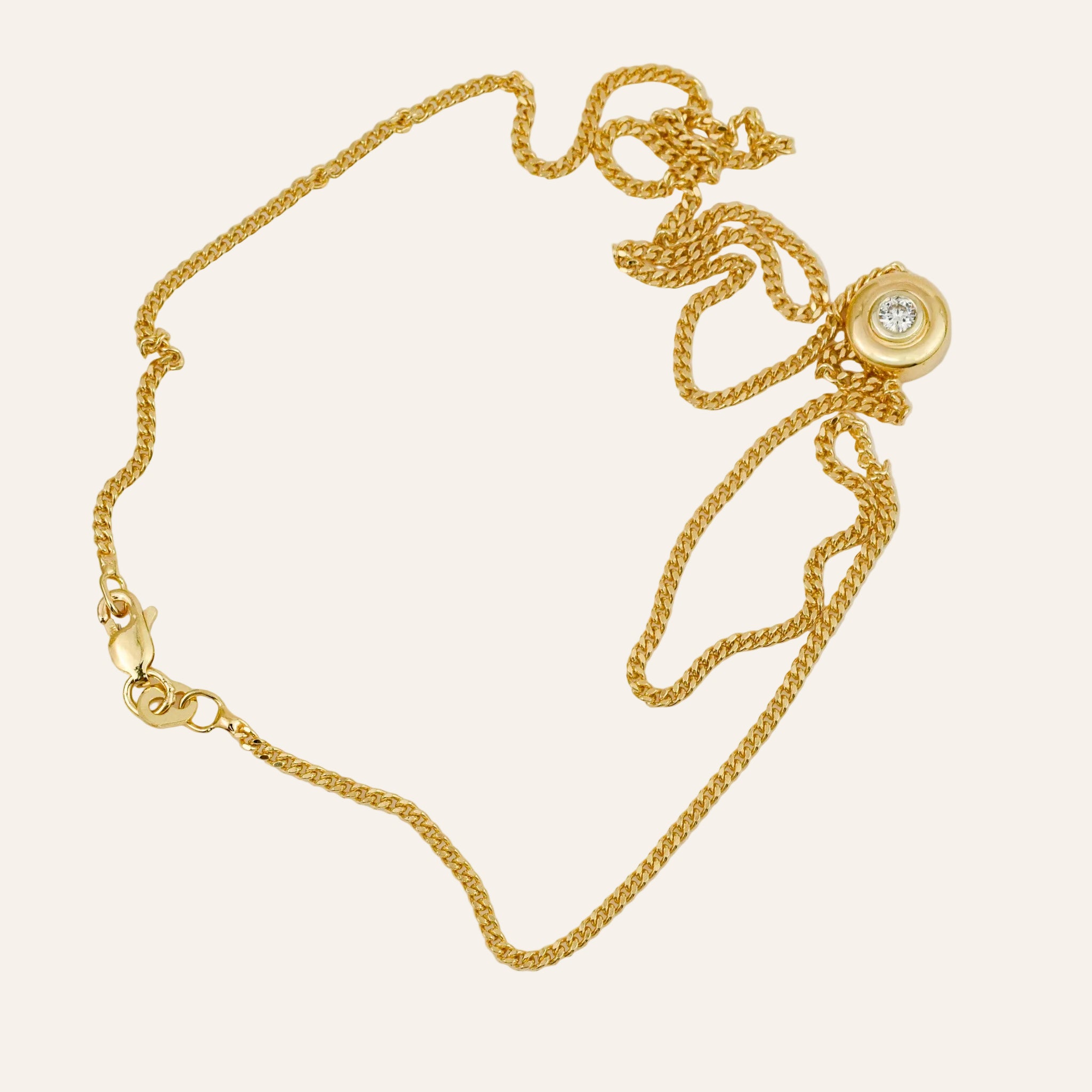 18" Solitaire Diamond Curb Link Necklace