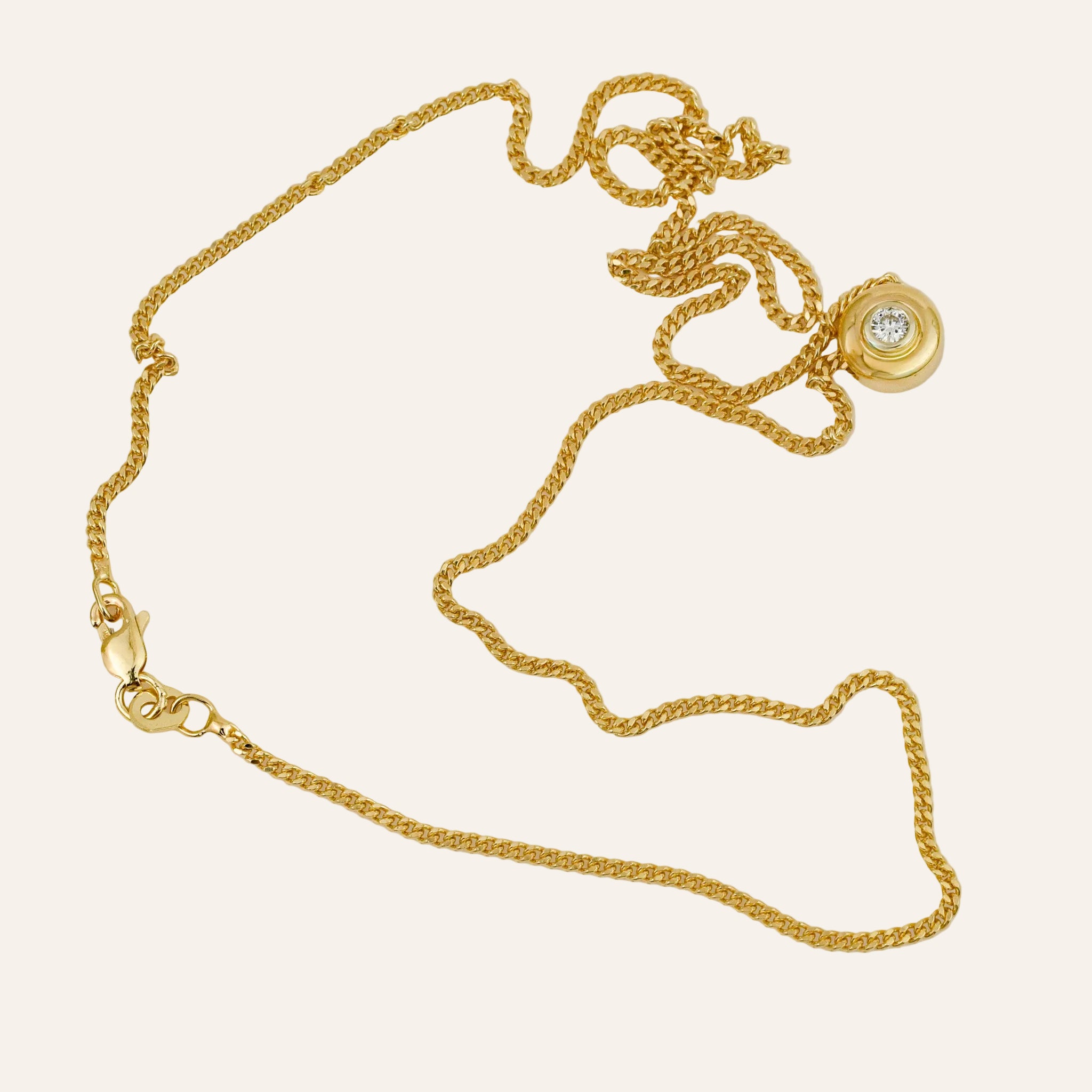 18" Solitaire Diamond Curb Link Necklace