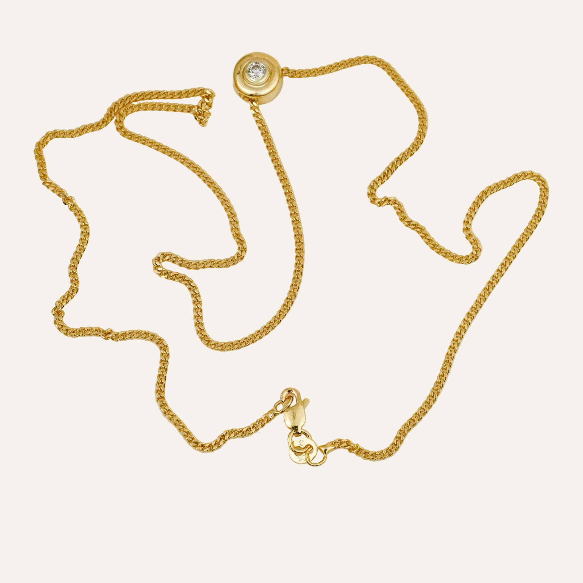 18" Solitaire Diamond Curb Link Necklace