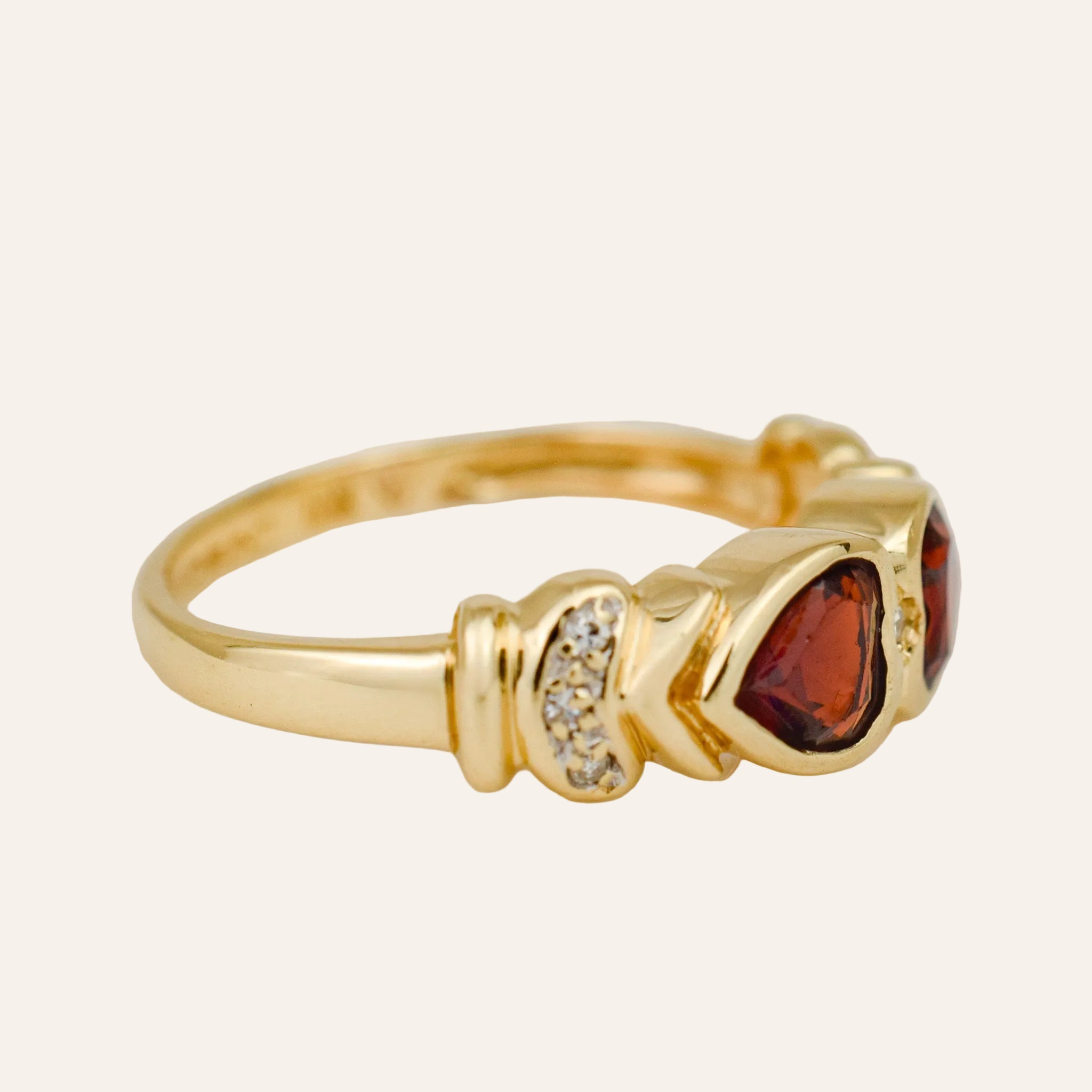 Twin Heart Garnet Ring