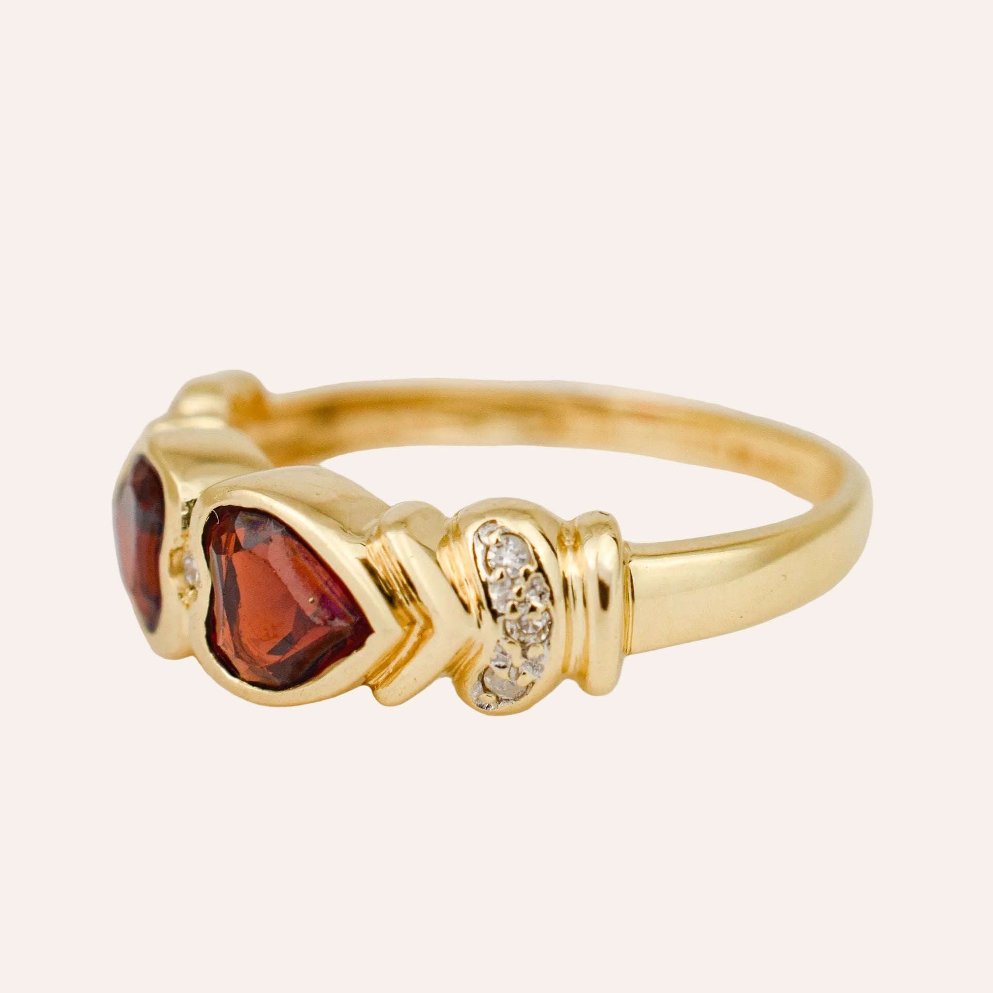 Twin Heart Garnet Ring