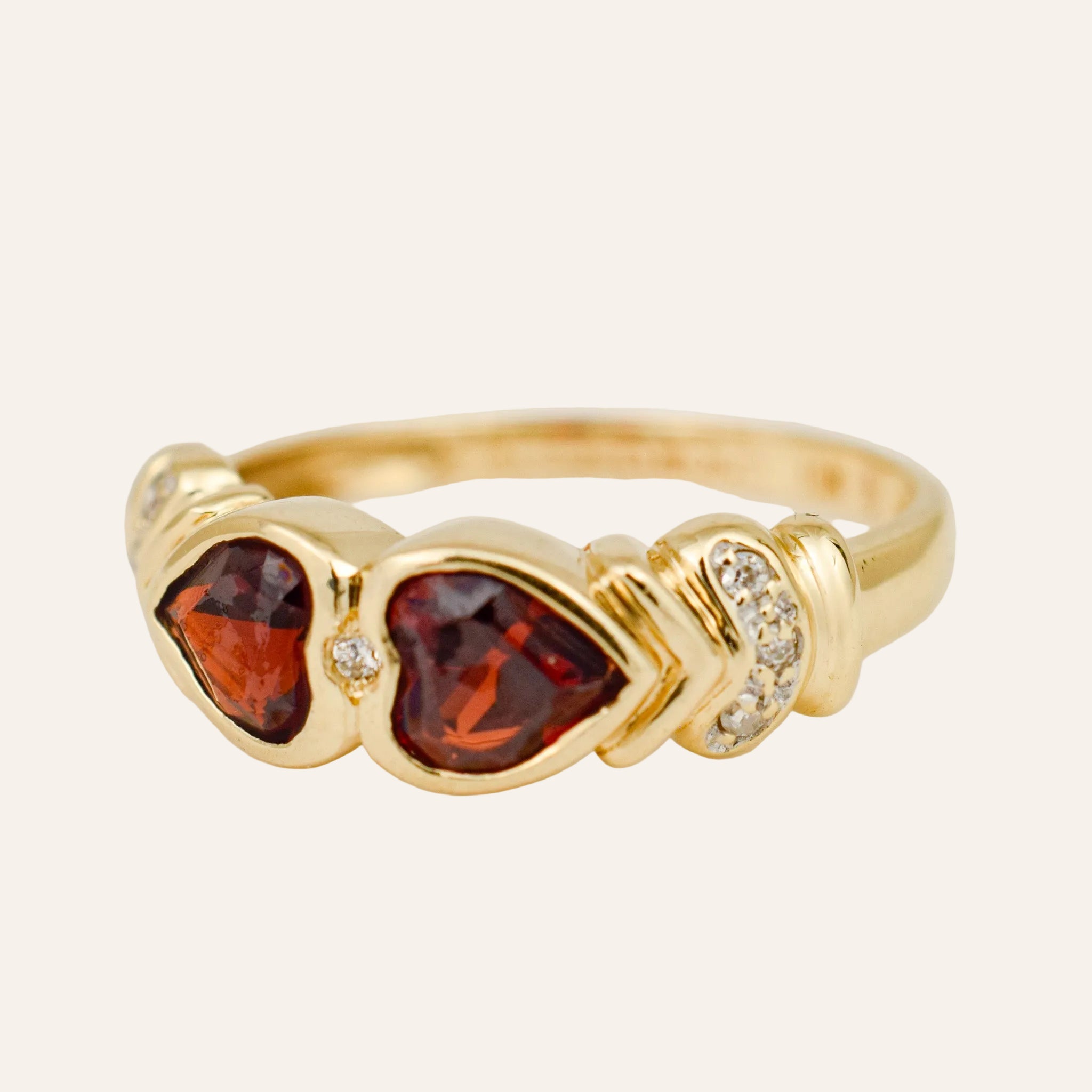 Twin Heart Garnet Ring