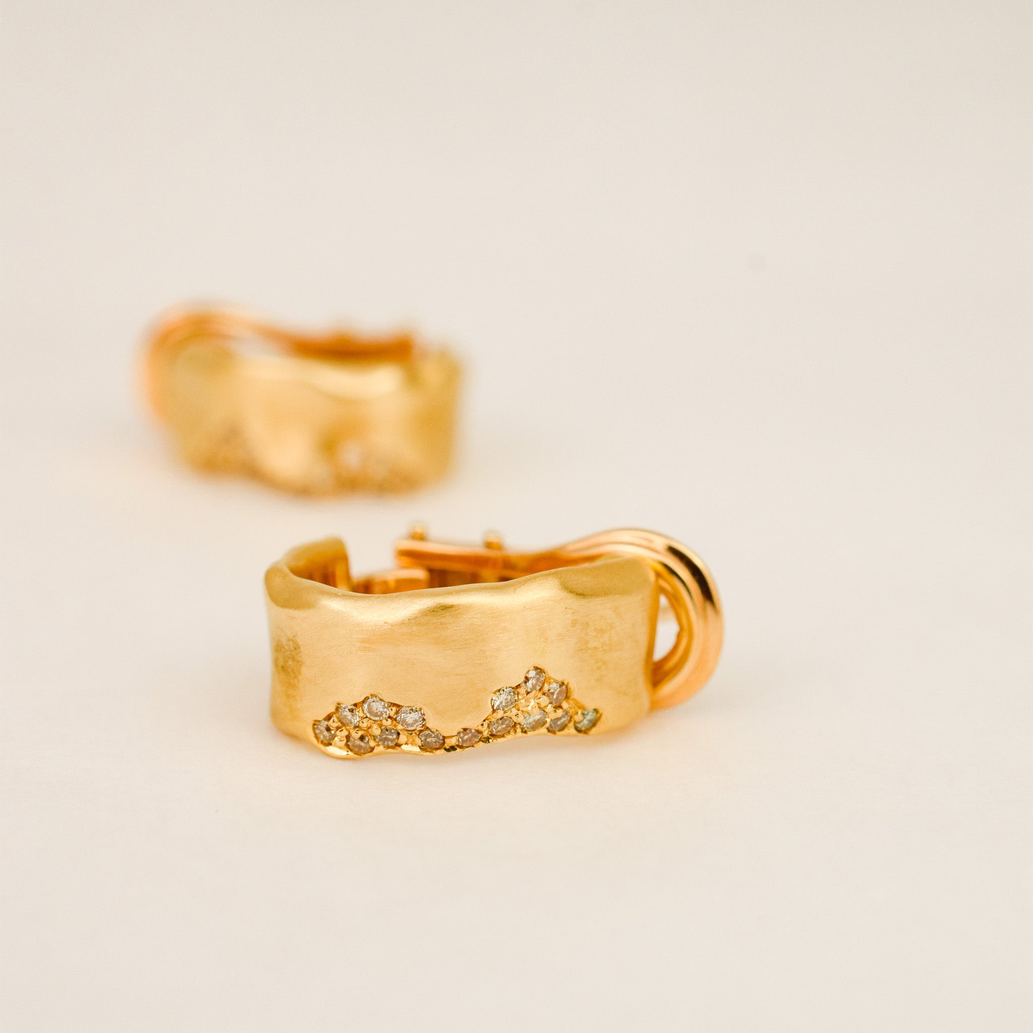 Organic Pavé Diamond Hoops
