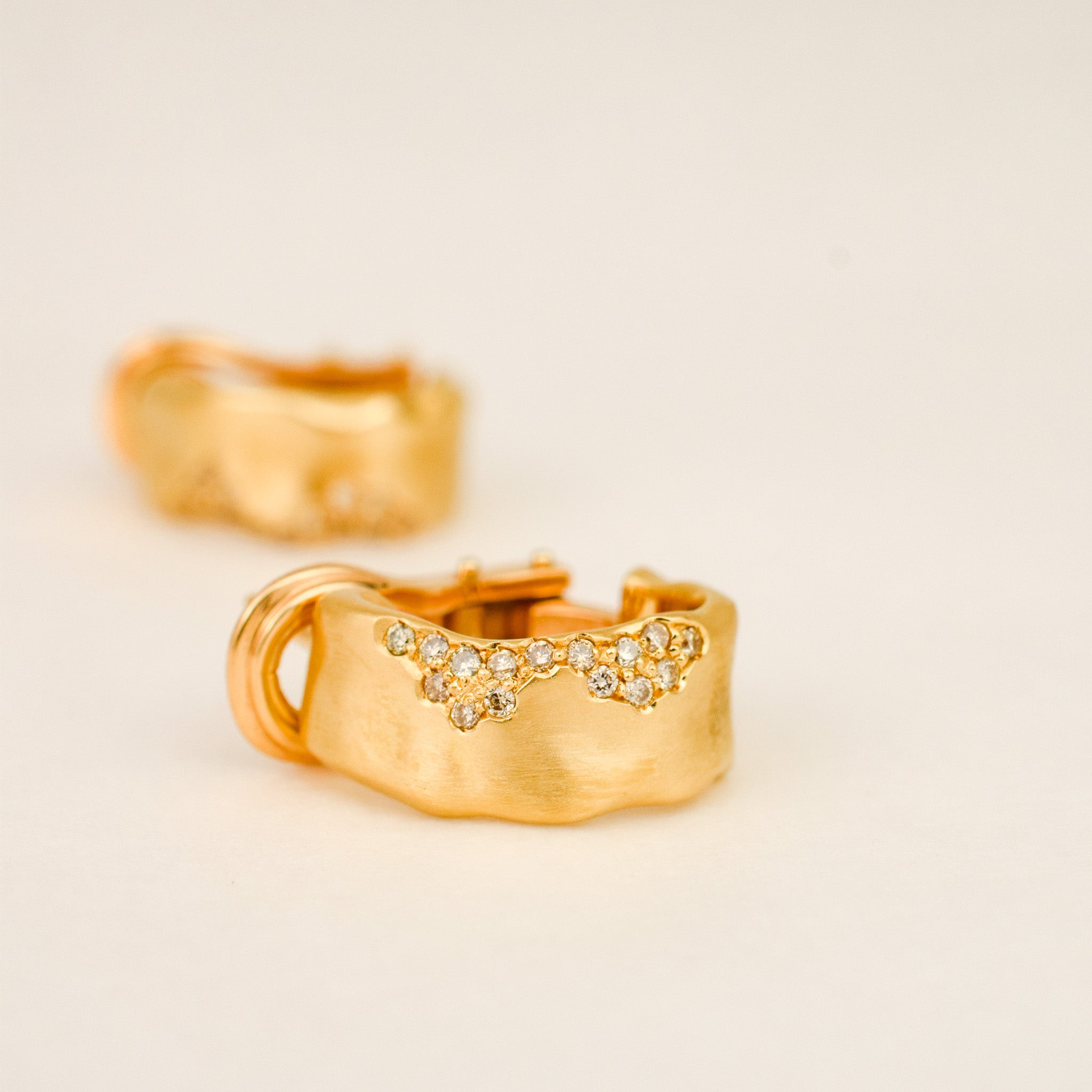 Organic Pavé Diamond Hoops