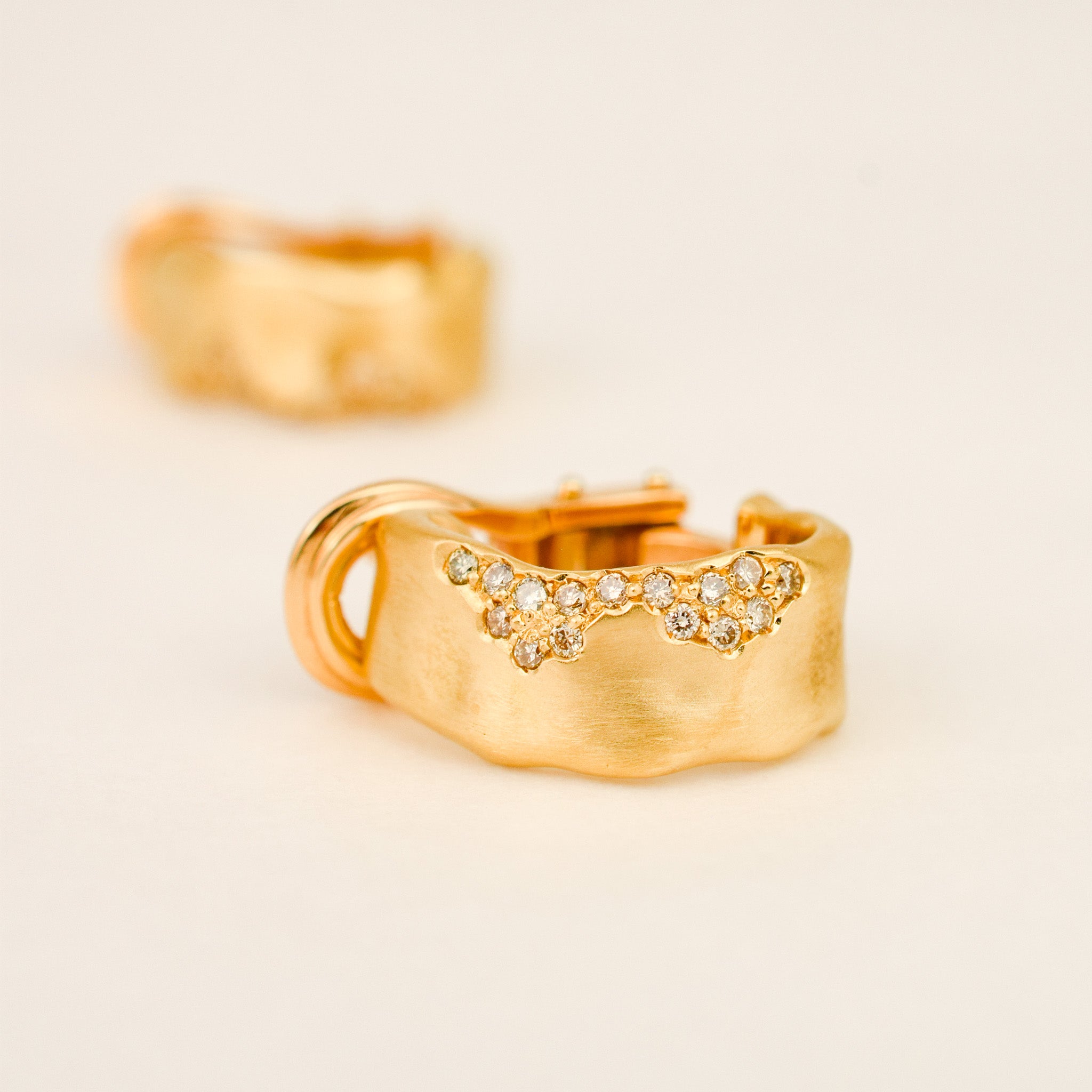 Organic Pavé Diamond Hoops