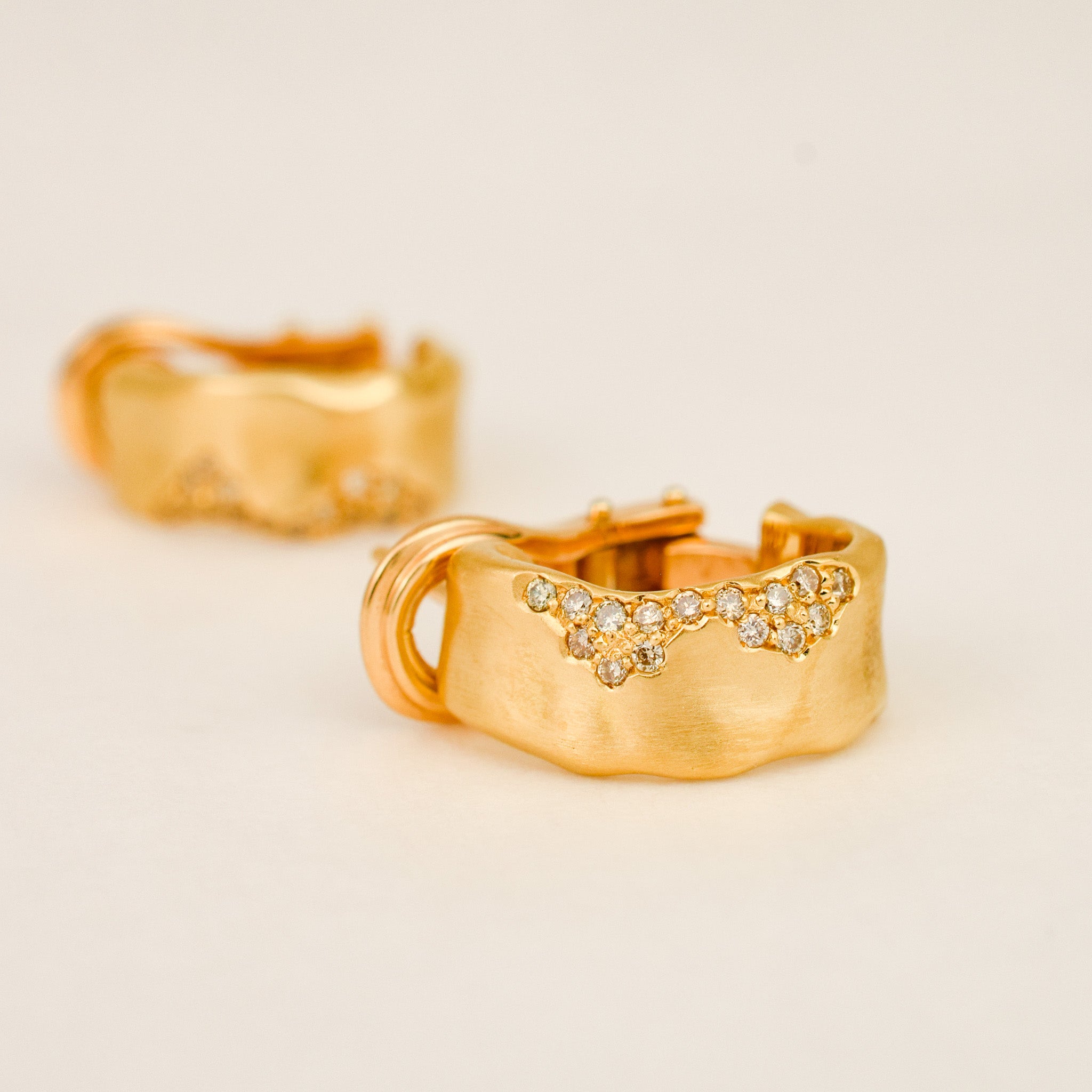 Organic Pavé Diamond Hoops