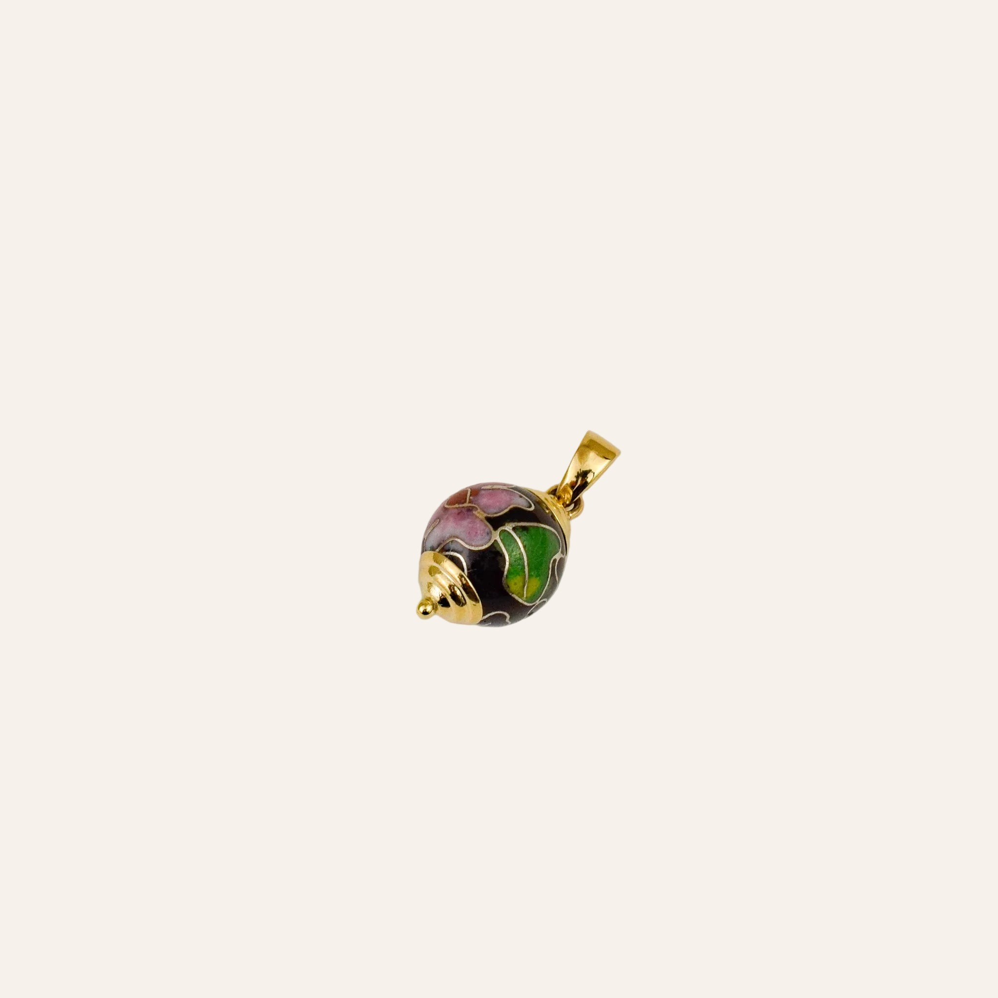 Floral Enamel Bead Pendant