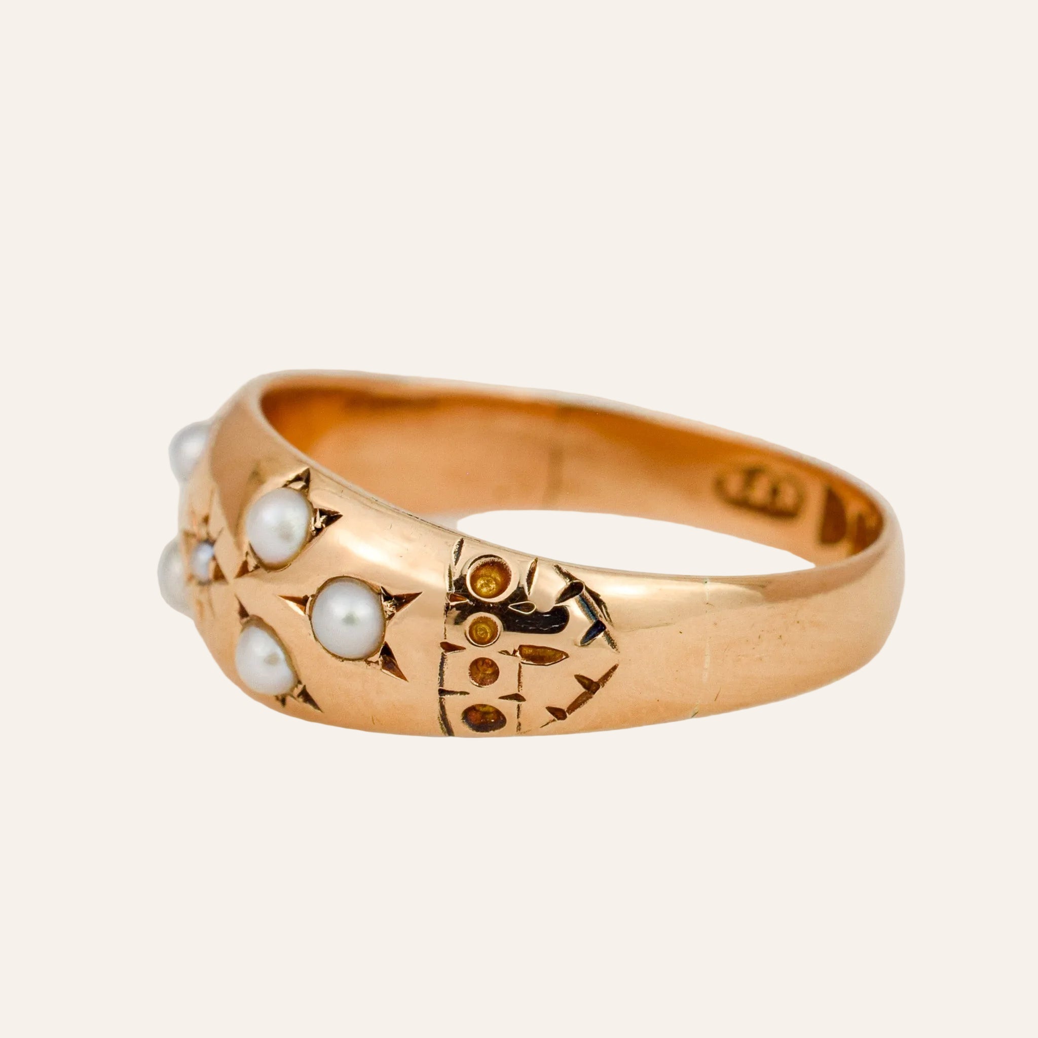 Antique Floral Seed Pearl Ring