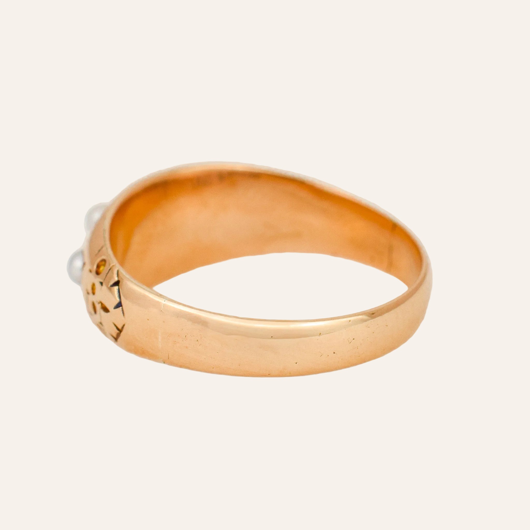 Antique Floral Seed Pearl Ring